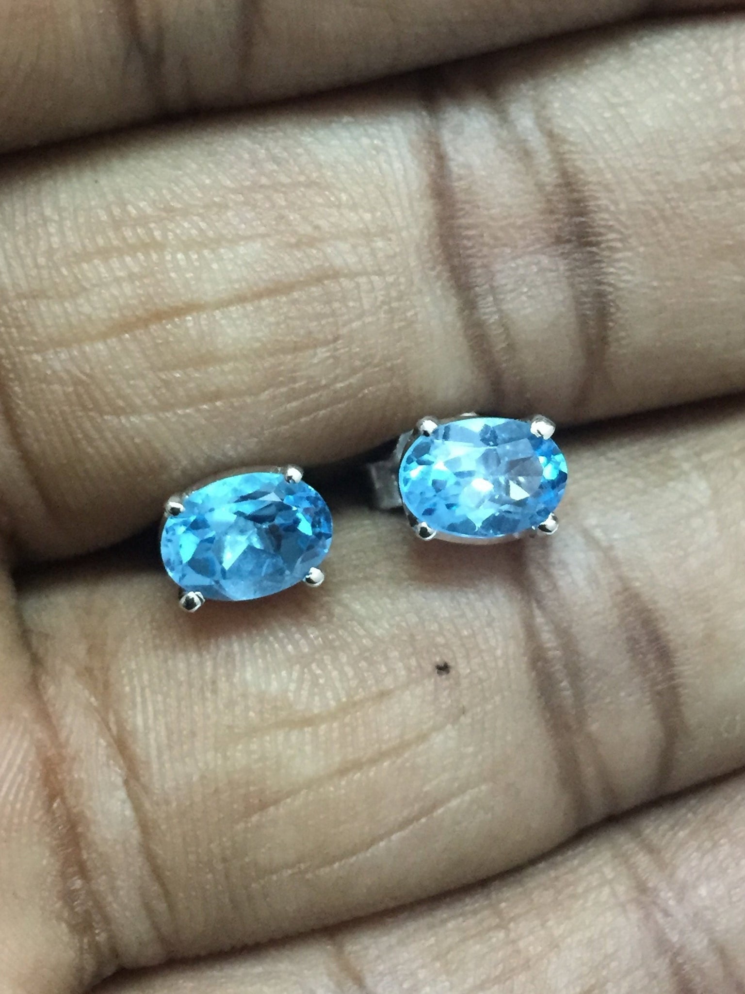 Silver Blue Topaz Stud Earrings 1.9 Ct Swiss Blue Topaz Stud Blue Topaz Jewelry Topaz Ear Stud Blue Gemstone Stud November Birthstone