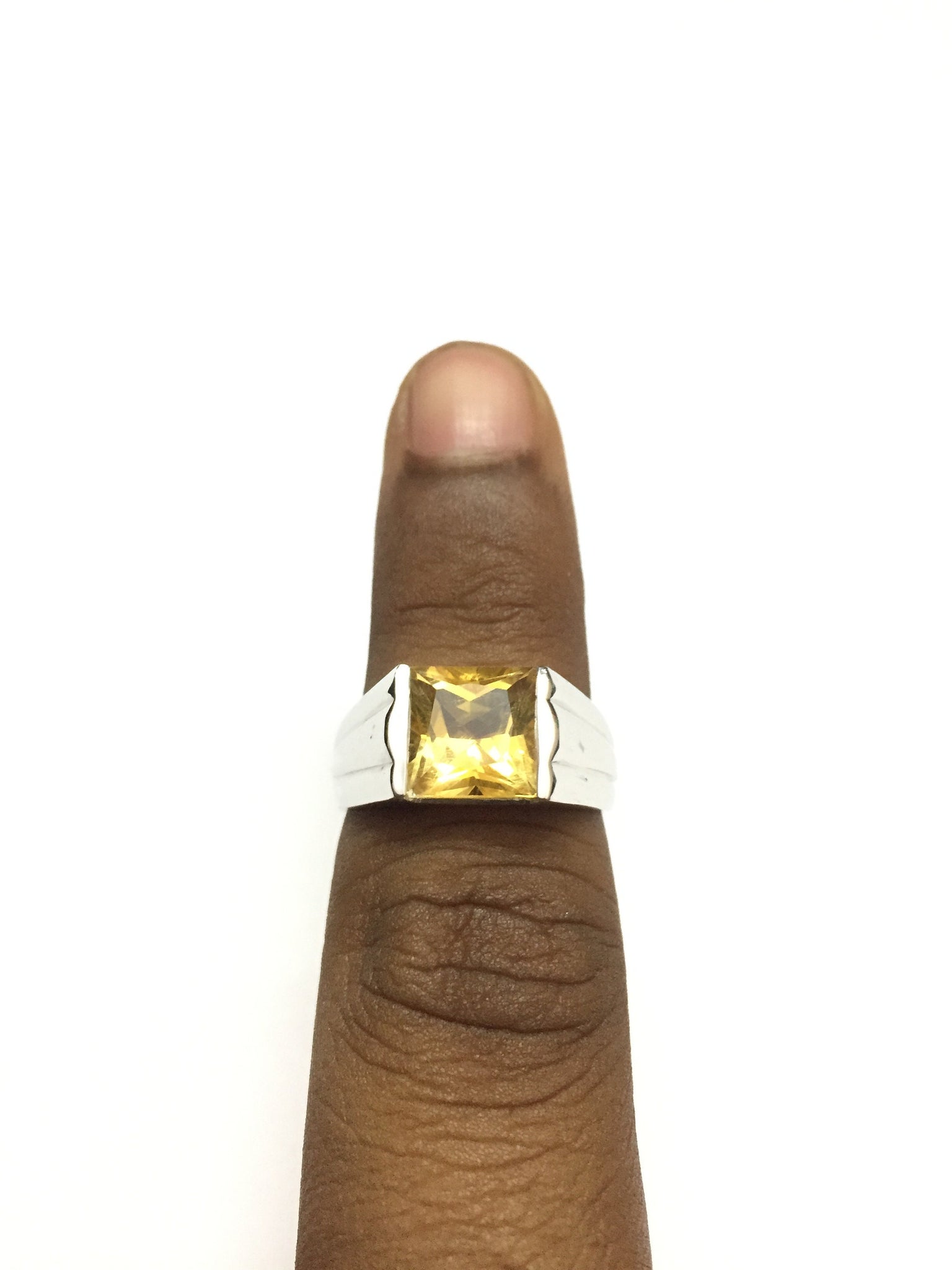 Sterling Silver Citrine Ring 7 mm Square Citrine Ring 925 Sterling Silver Natural Citrine Ring November Ring Citrine Ring Men Women Citrine