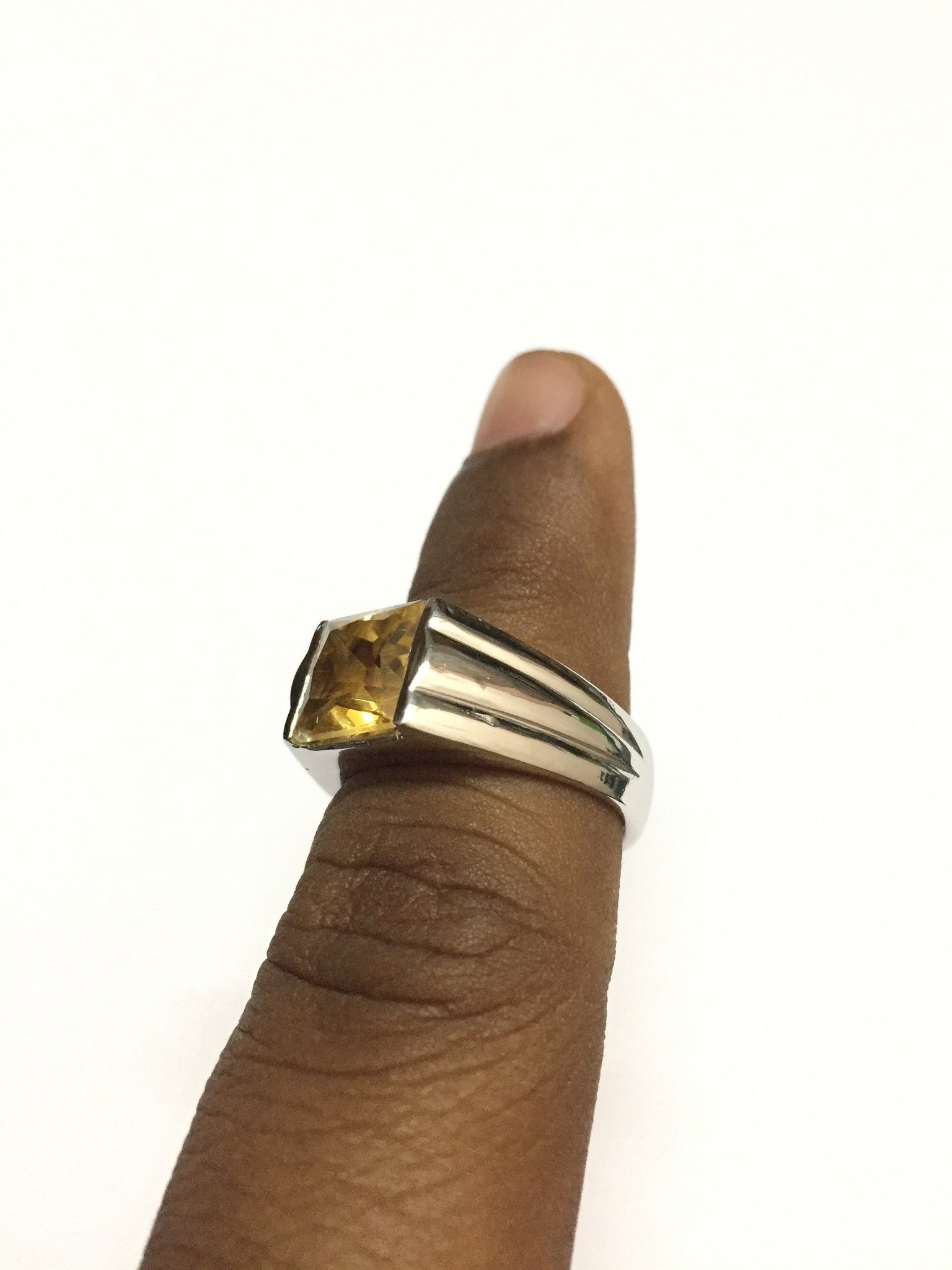 Sterling Silver Citrine Ring 7 mm Square Citrine Ring 925 Sterling Silver Natural Citrine Ring November Ring Citrine Ring Men Women Citrine