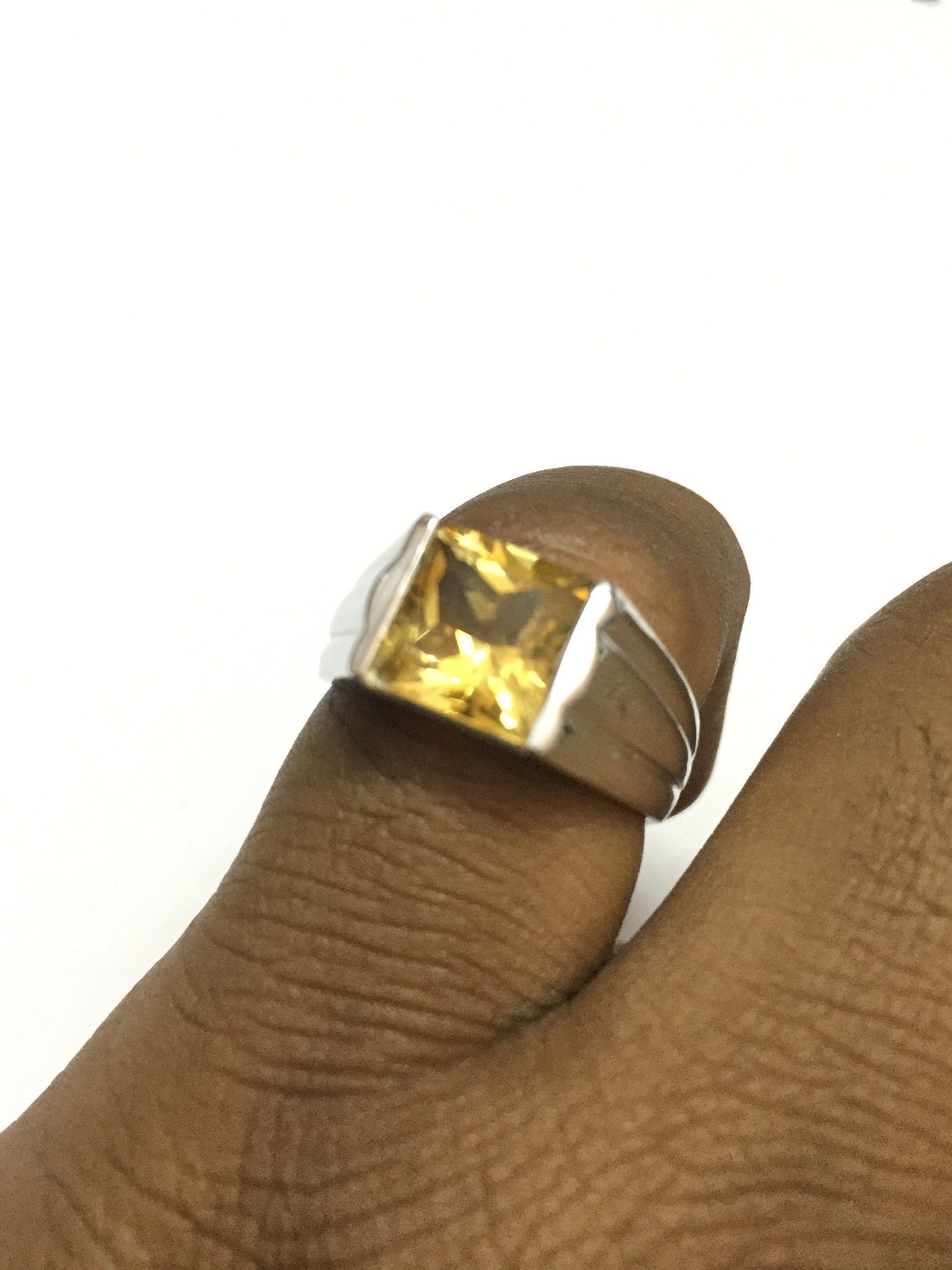 Sterling Silver Citrine Ring 7 mm Square Citrine Ring 925 Sterling Silver Natural Citrine Ring November Ring Citrine Ring Men Women Citrine