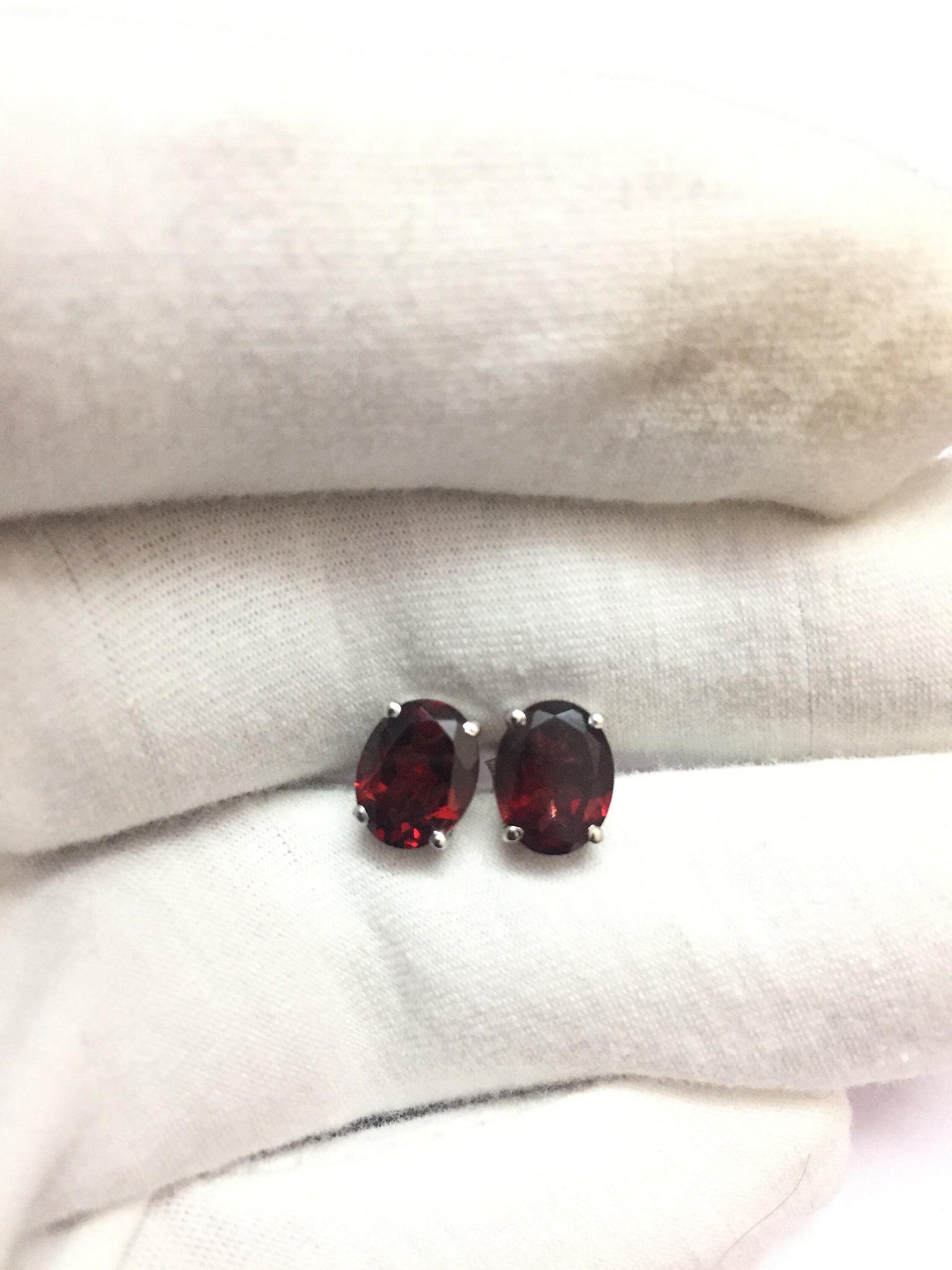 Sterling Silver Garnet Ear Stud Earrings 5x7 mm, 6x8 mm, 7x9 mm, 8x10 mm Ear Studs Garnet Ear Studs Garnet Post Earrings Silver Garnet Studs