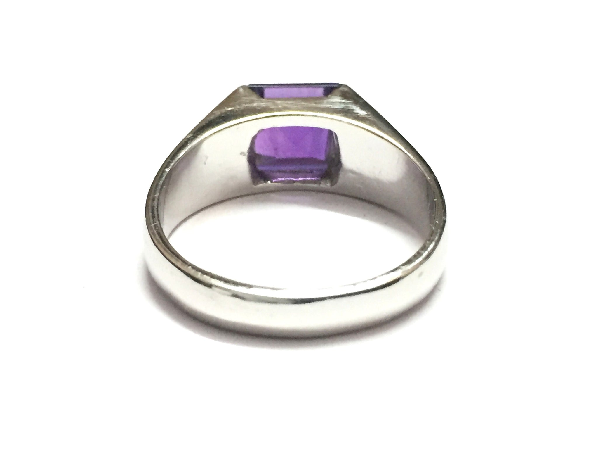 Silver 7 mm Square Amethyst Ring Genuine Amethyst Ring Birthstone Ring Purple Amethyst Ring Sterling Silver Amethyst Ring Amethyst Men Ring