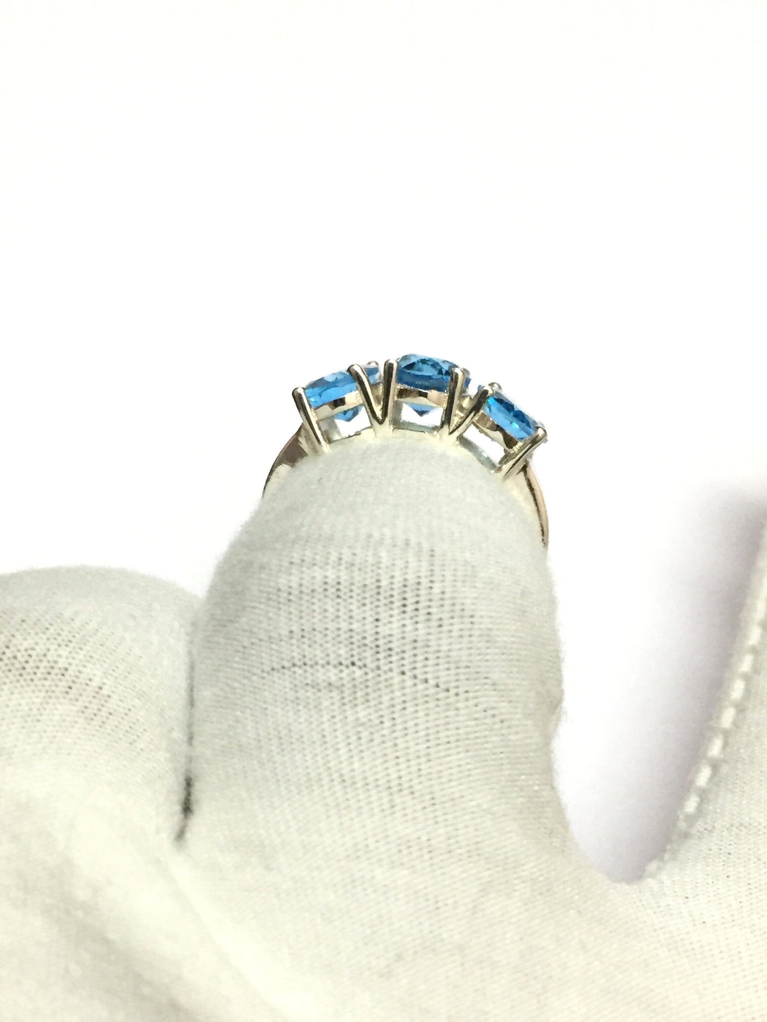 Natural Swiss Blue Topaz Ring 3 Stone Blue Topaz Silver Ring 925 Sterling Silver Blue Topaz Ring Topaz Rings Women 6.5 Ct Blue Topaz Rings