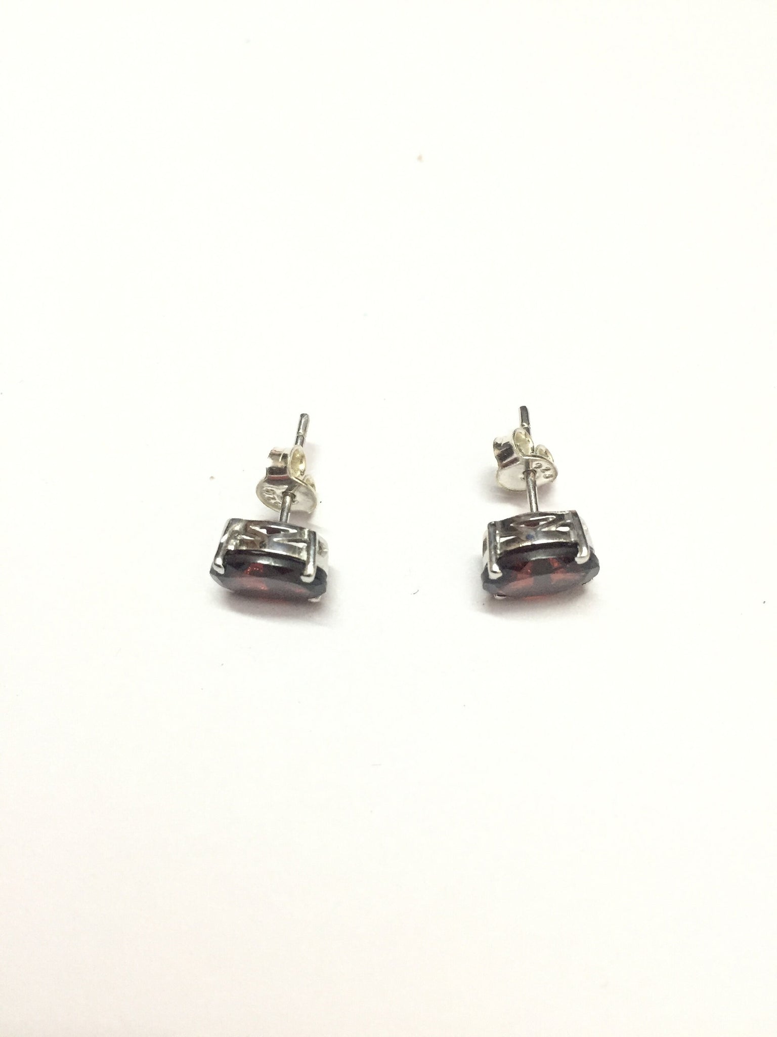 Sterling Silver Garnet Ear Stud Earrings 5x7 mm, 6x8 mm, 7x9 mm, 8x10 mm Ear Studs Garnet Ear Studs Garnet Post Earrings Silver Garnet Studs