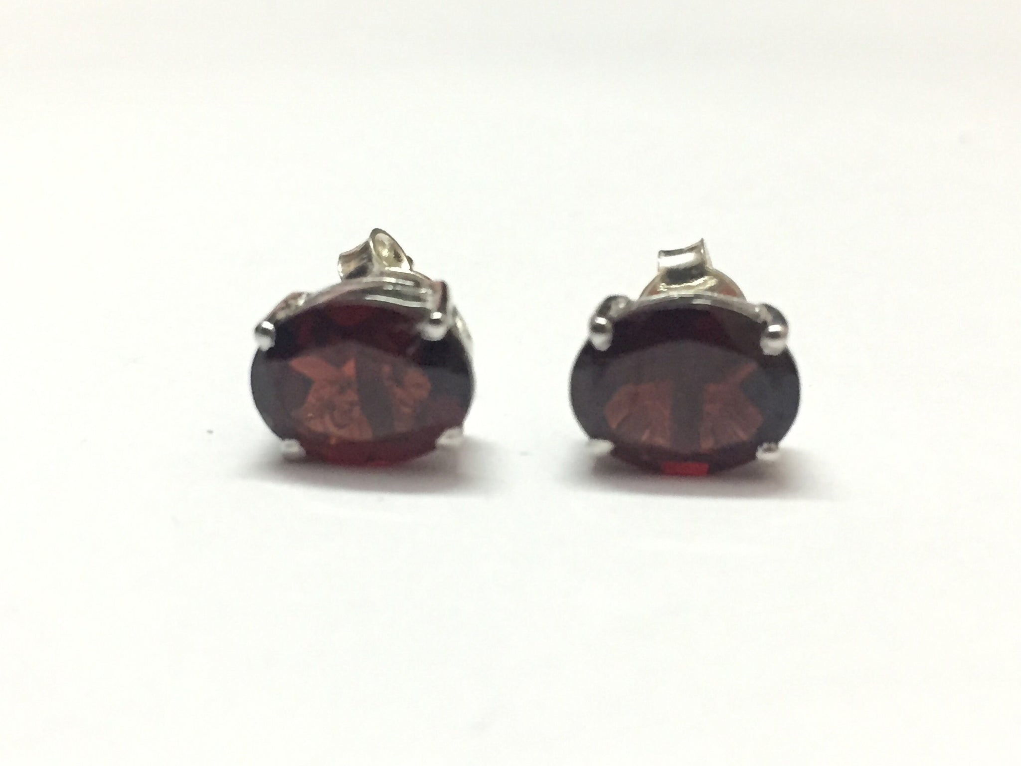 Sterling Silver Garnet Ear Stud Earrings 5x7 mm, 6x8 mm, 7x9 mm, 8x10 mm Ear Studs Garnet Ear Studs Garnet Post Earrings Silver Garnet Studs