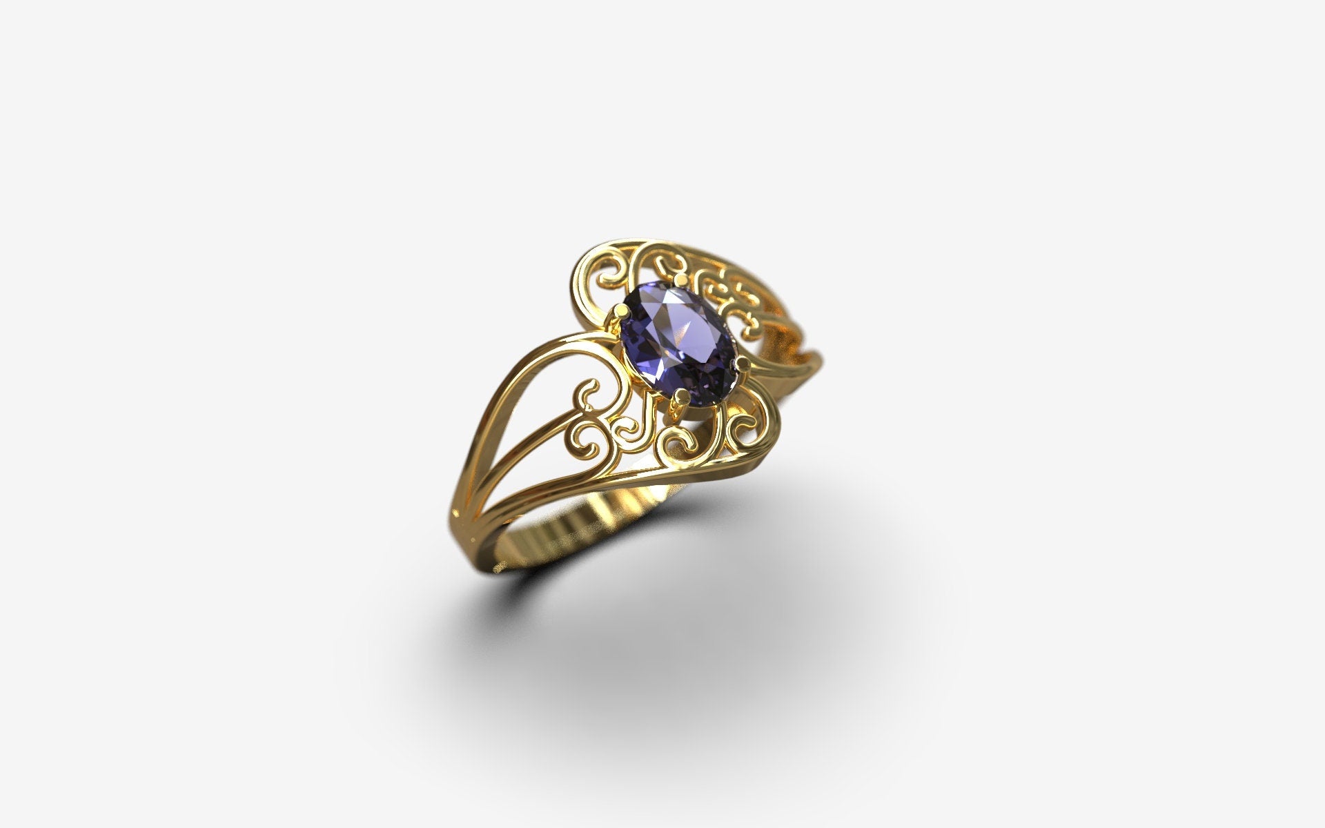 14K Yellow Gold Tanzanite Engagement Ring Beautiful Wedding Ring 14K Yellow Gold Designer Ring