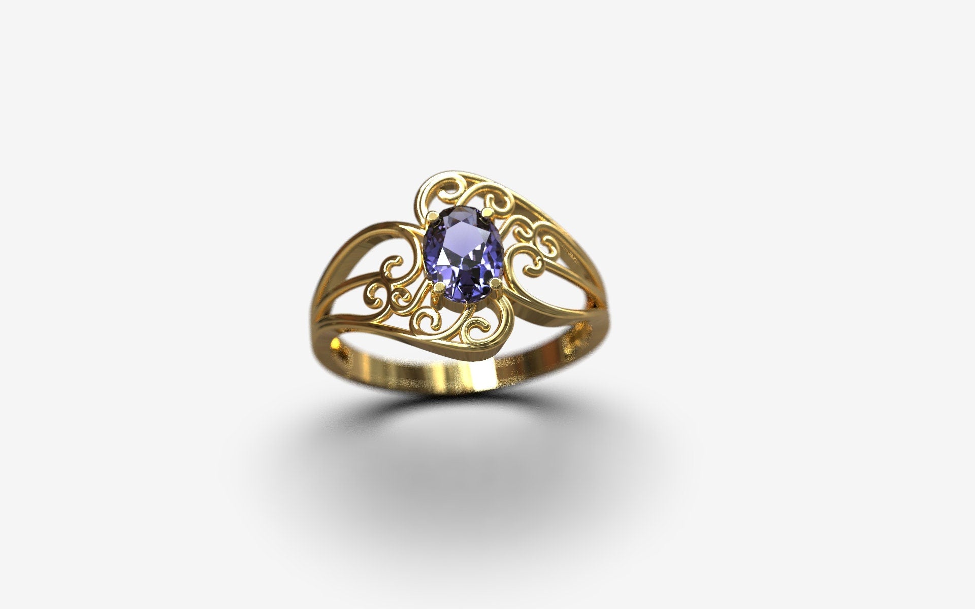 14K Yellow Gold Tanzanite Engagement Ring Beautiful Wedding Ring 14K Yellow Gold Designer Ring