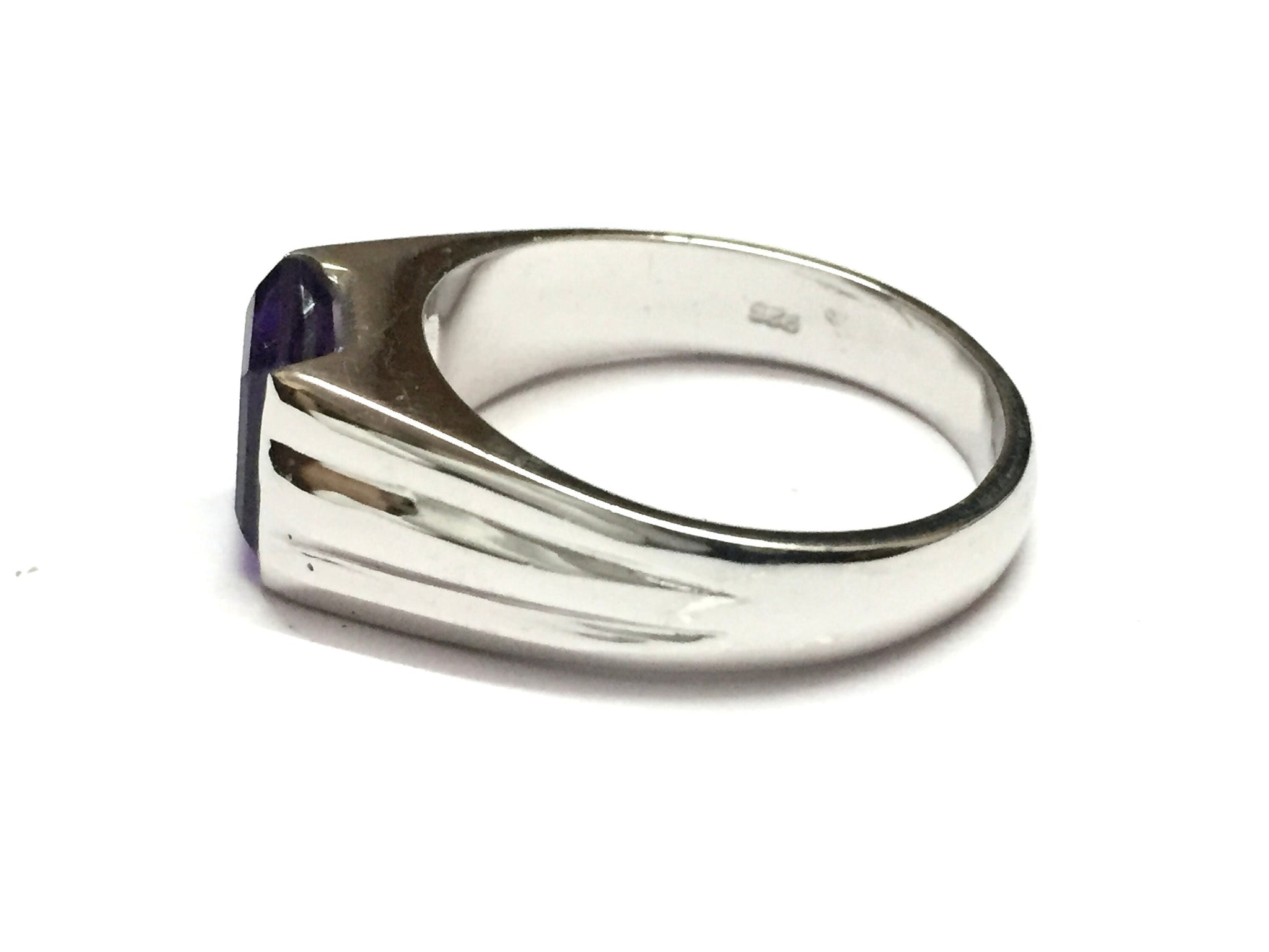 Silver 7 mm Square Amethyst Ring Genuine Amethyst Ring Birthstone Ring Purple Amethyst Ring Sterling Silver Amethyst Ring Amethyst Men Ring