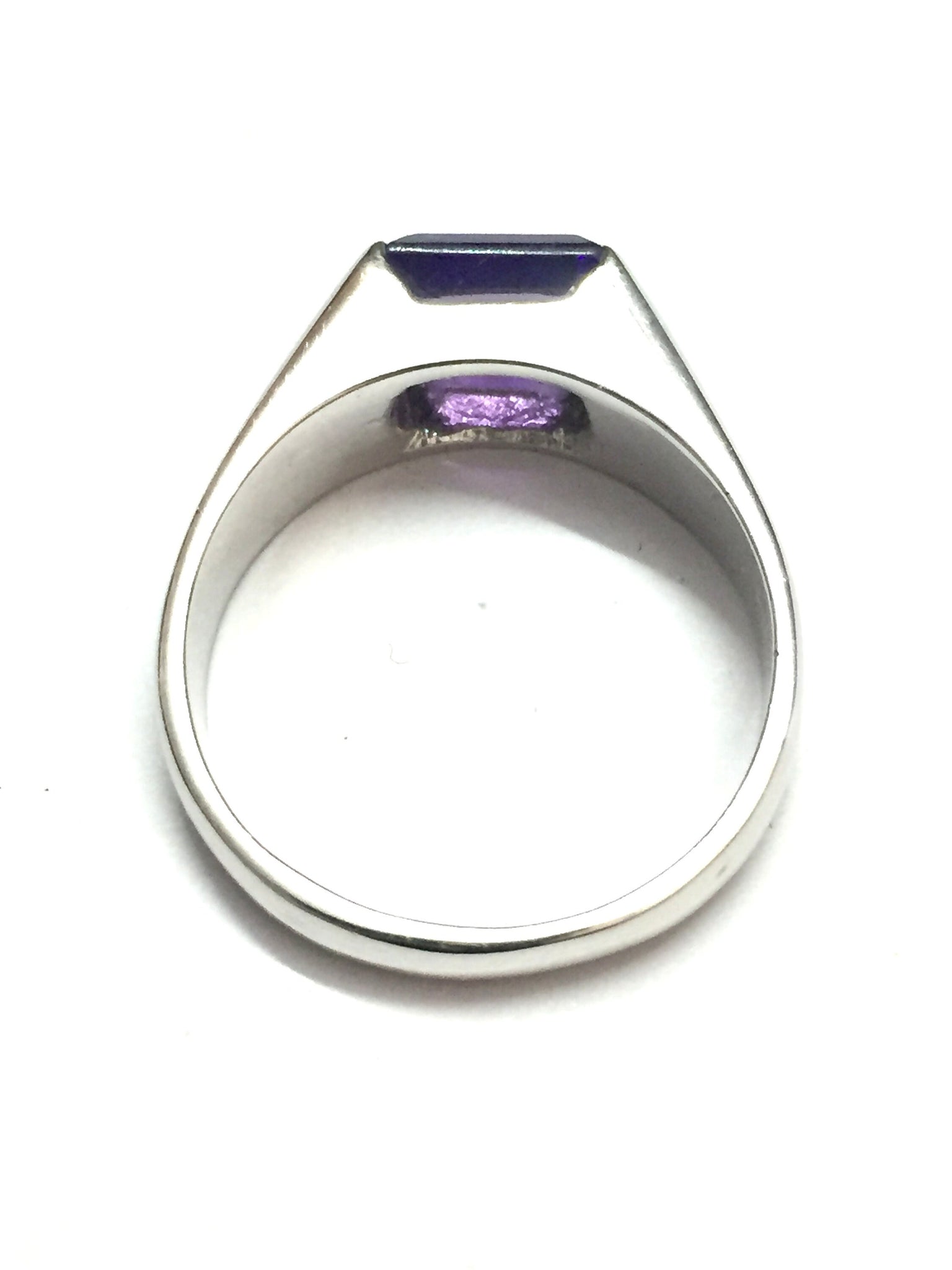Silver 7 mm Square Amethyst Ring Genuine Amethyst Ring Birthstone Ring Purple Amethyst Ring Sterling Silver Amethyst Ring Amethyst Men Ring