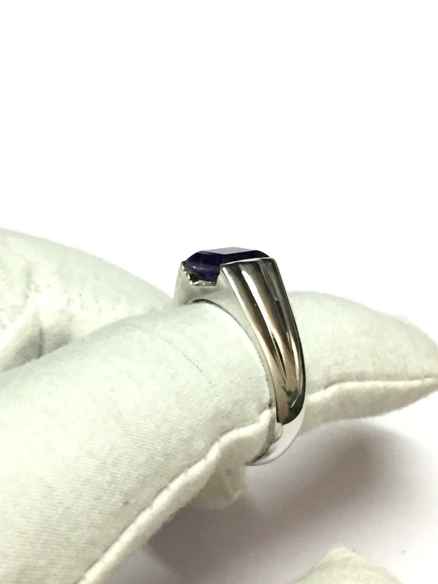 Silver 7 mm Square Amethyst Ring Genuine Amethyst Ring Birthstone Ring Purple Amethyst Ring Sterling Silver Amethyst Ring Amethyst Men Ring