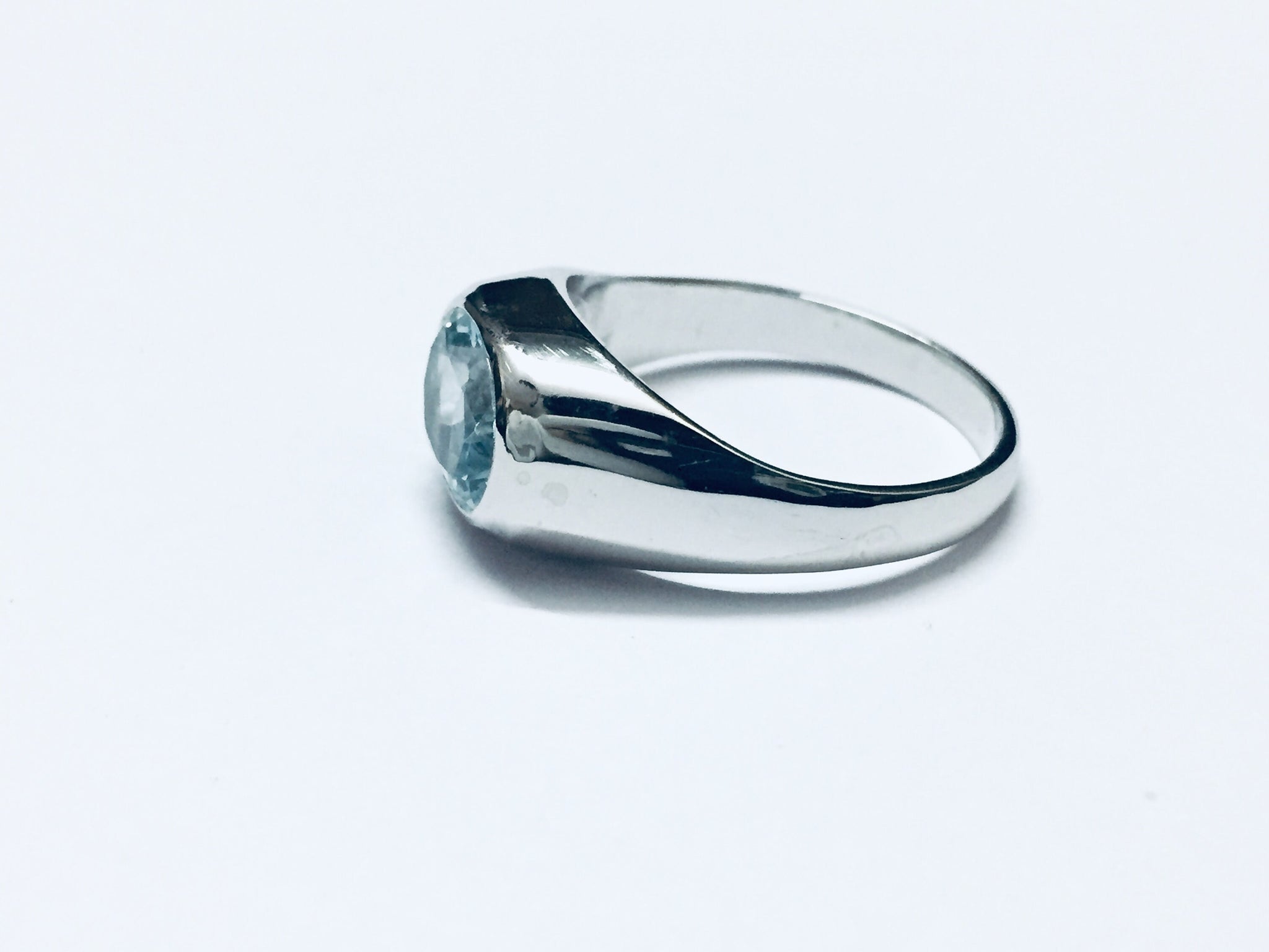 925 Sterling Silver Blue Topaz Ring Men Topaz Signet Ring 2.5 Ct Blue Topaz Ring Handmade Topaz Ring Sky Blue Topaz Ring