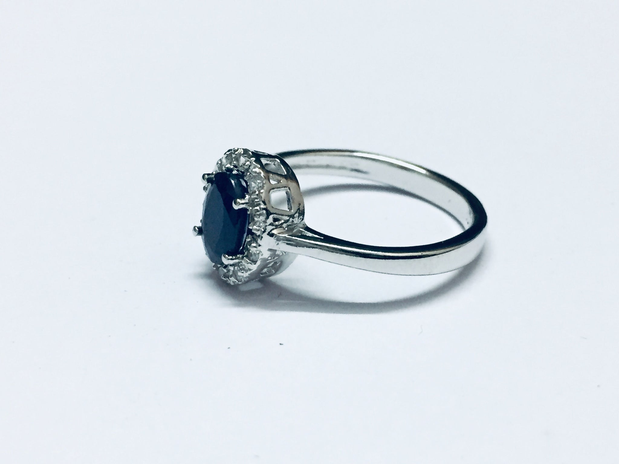 Sterling Silver Blue Sapphire Ring 5x7 mm Oval Blue Sapphire Ring Silver Sapphire Ring Blue Sapphire Solitaire Ring September Ring