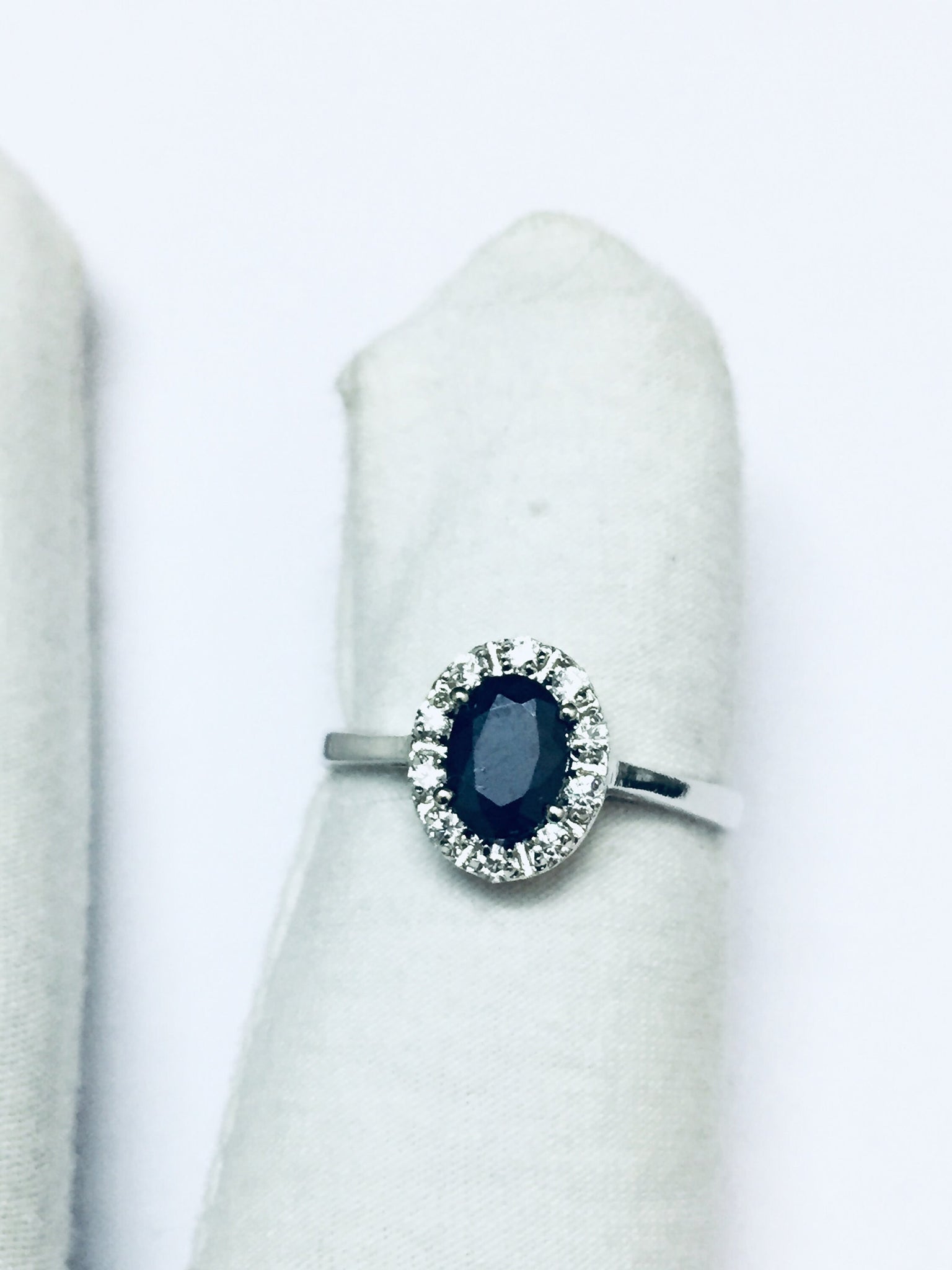 Sterling Silver Blue Sapphire Ring 5x7 mm Oval Blue Sapphire Ring Silver Sapphire Ring Blue Sapphire Solitaire Ring September Ring