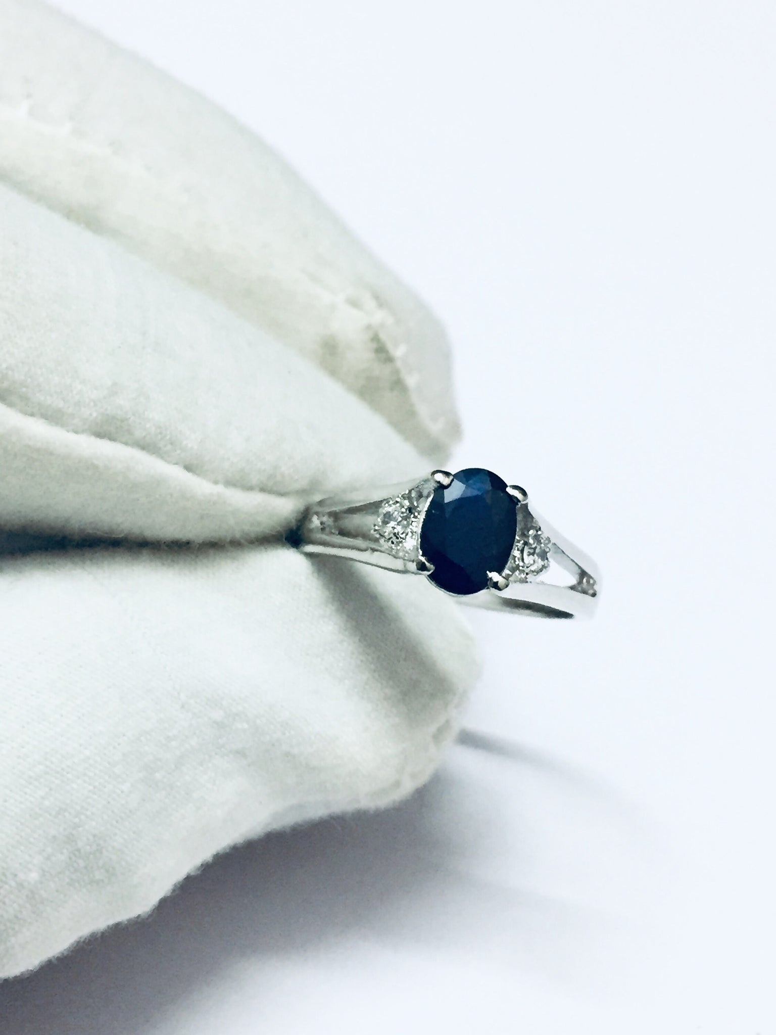 Sterling Silver Blue Sapphire Ring 5x7 mm Oval Blue Sapphire Ring Silver Sapphire Ring Blue Sapphire Solitaire Ring September Ring