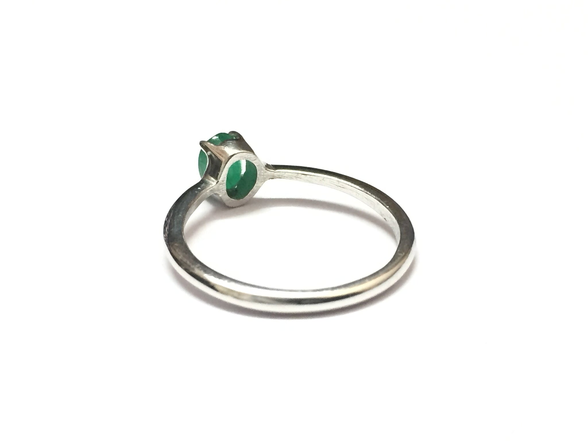 Emerald Ring Sterling Silver Emerald Ring 4x6 mm Oval Emerald Band Tiny Emerald Ring May Birthstone Ring Natural Emerald Ring