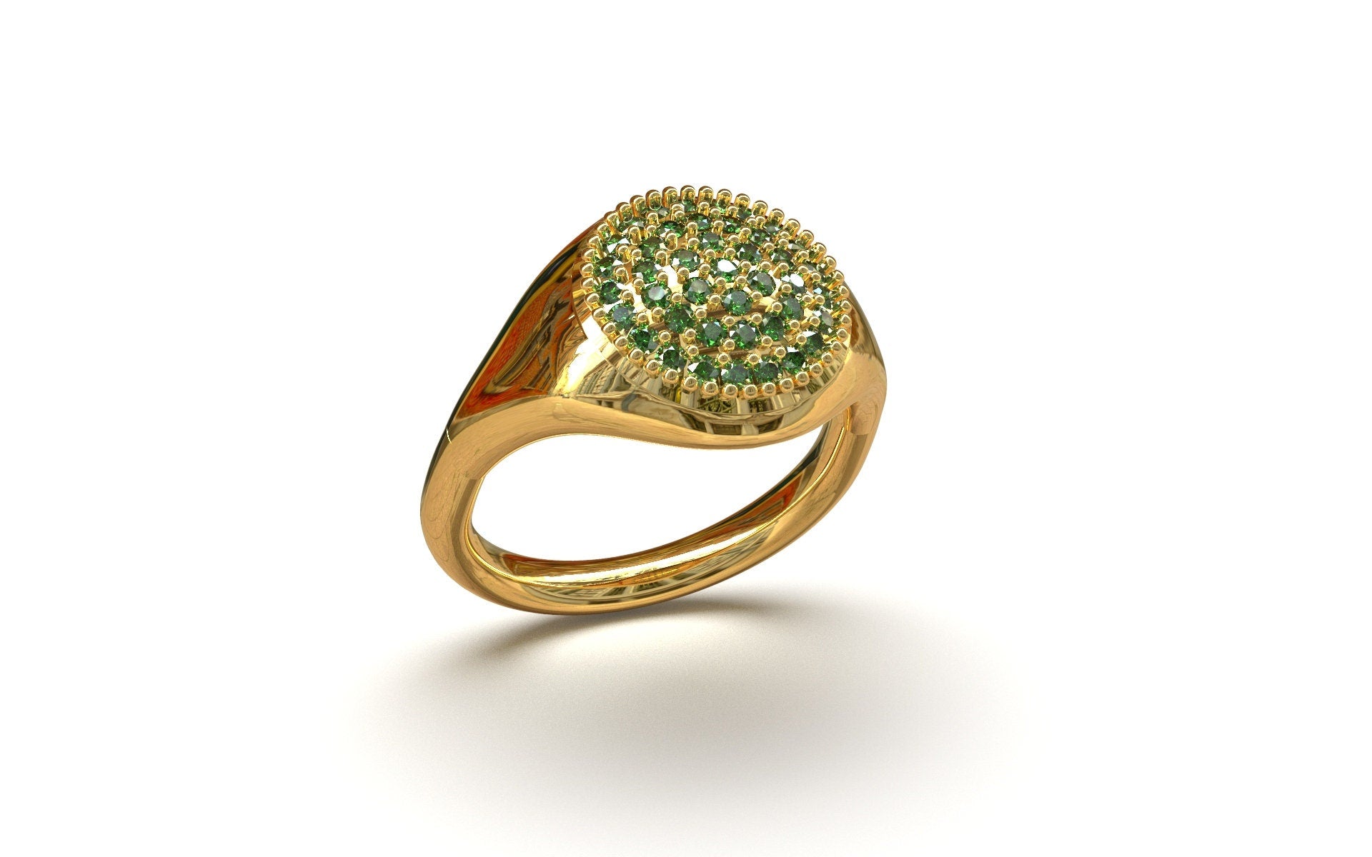 18K Gold Men Emerald Ring Gold Emerald Pinky Ring 18K Emerald Ring Men 18K Gold Signet Ring 18K Gold Pinky Ring Emerald Heavy Gold Ring