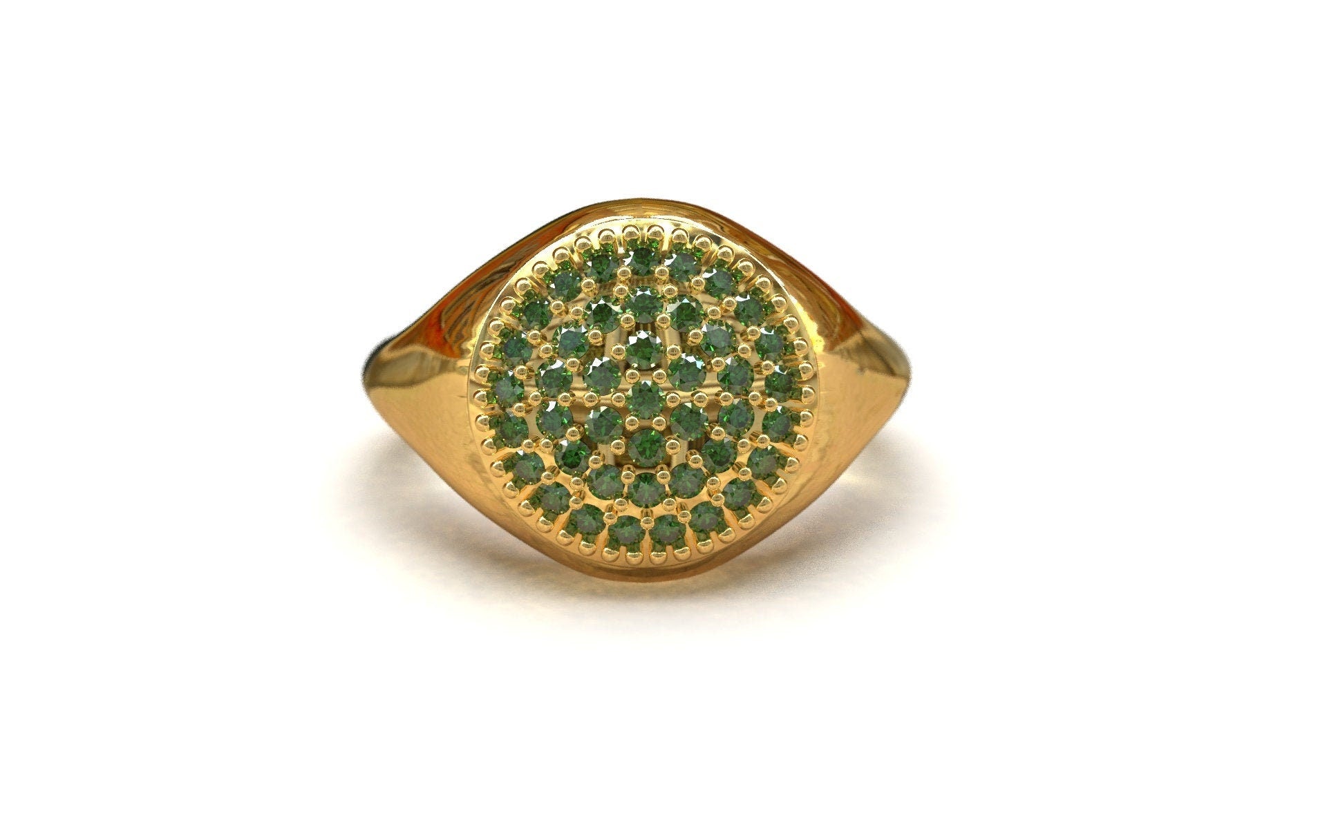 18K Gold Men Emerald Ring Gold Emerald Pinky Ring 18K Emerald Ring Men 18K Gold Signet Ring 18K Gold Pinky Ring Emerald Heavy Gold Ring