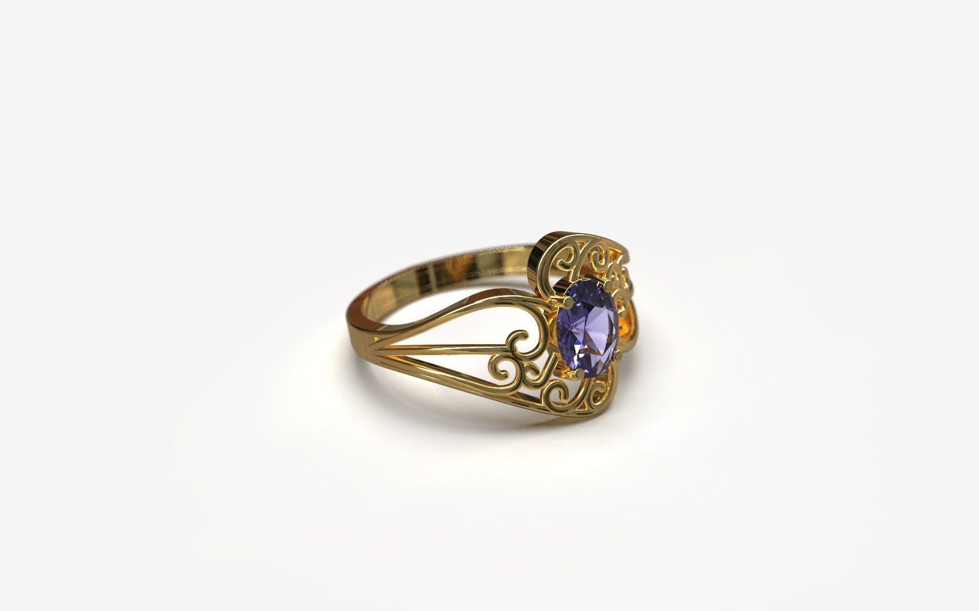 14K Yellow Gold Tanzanite Engagement Ring Beautiful Wedding Ring 14K Yellow Gold Designer Ring