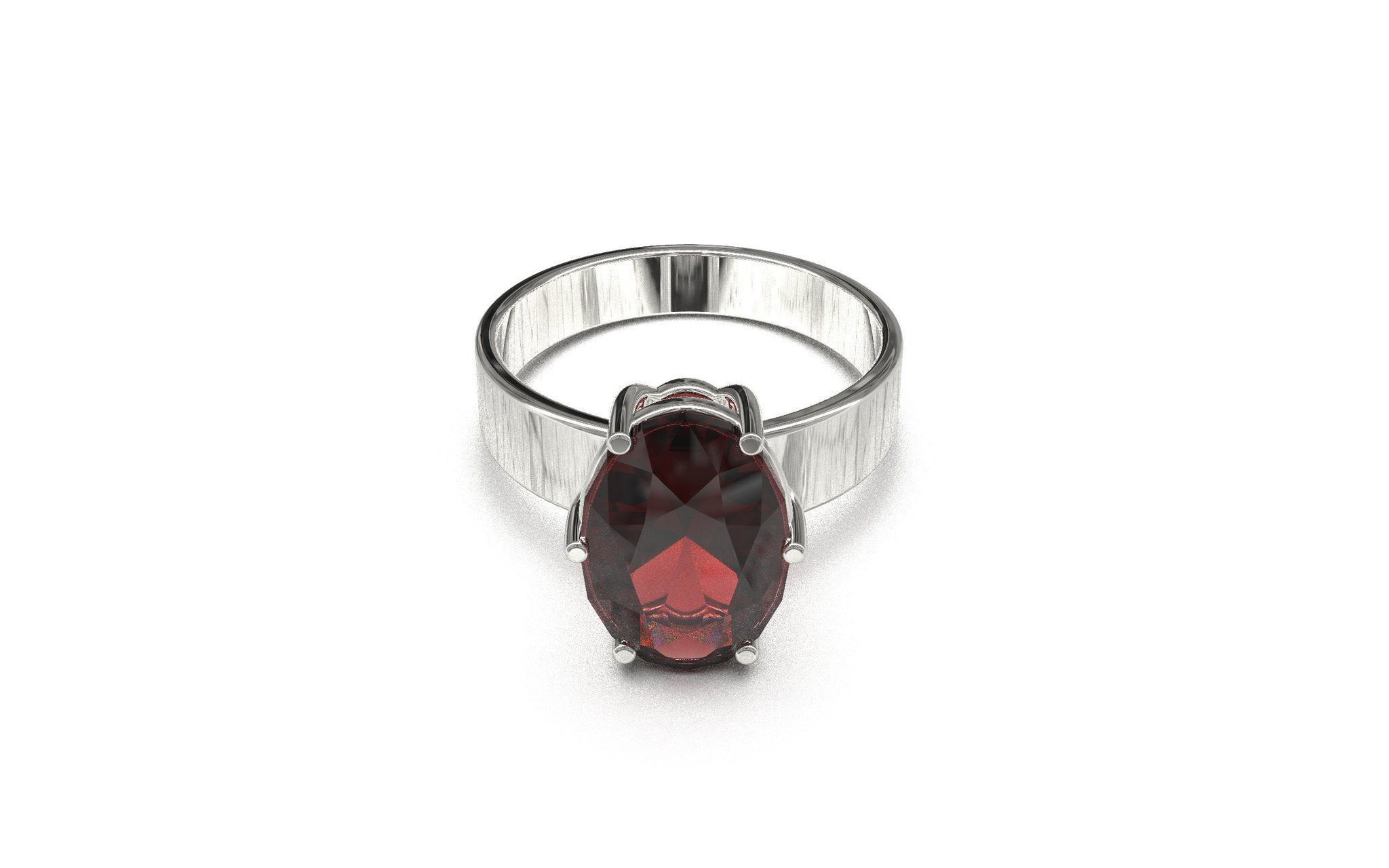 Silver Garnet Ring 10x14 mm Oval 4.65 Ct Natural Garnet Ring Gemstone Ring Large Garnet Ring Garnet Jewelry Birthstone Ring