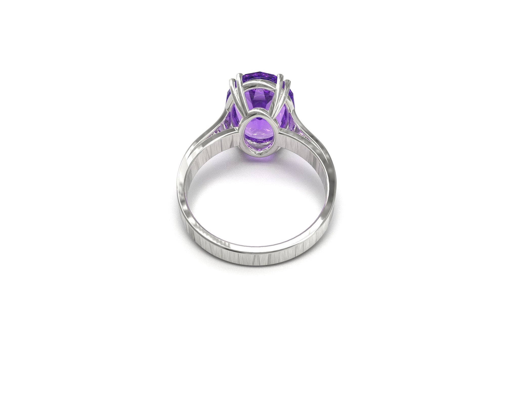 Sterling Silver Amethyst Ring 10x14 mm Oval 4.5 Ct Natural Amethyst Ring Gemstone Ring Large Amethyst Ring Amethyst Jewelry Birthstone Ring