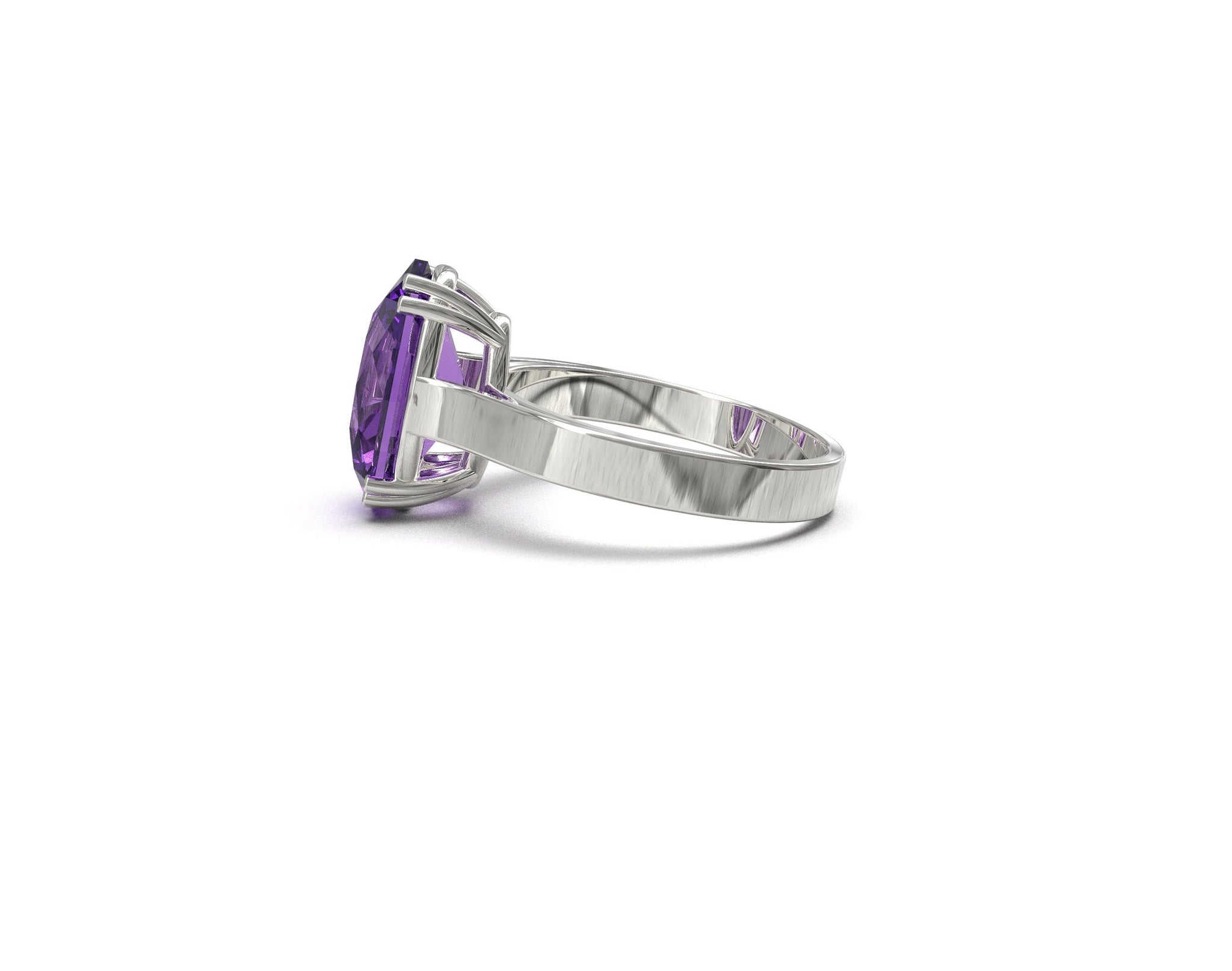 Sterling Silver Amethyst Ring 10x14 mm Oval 4.5 Ct Natural Amethyst Ring Gemstone Ring Large Amethyst Ring Amethyst Jewelry Birthstone Ring