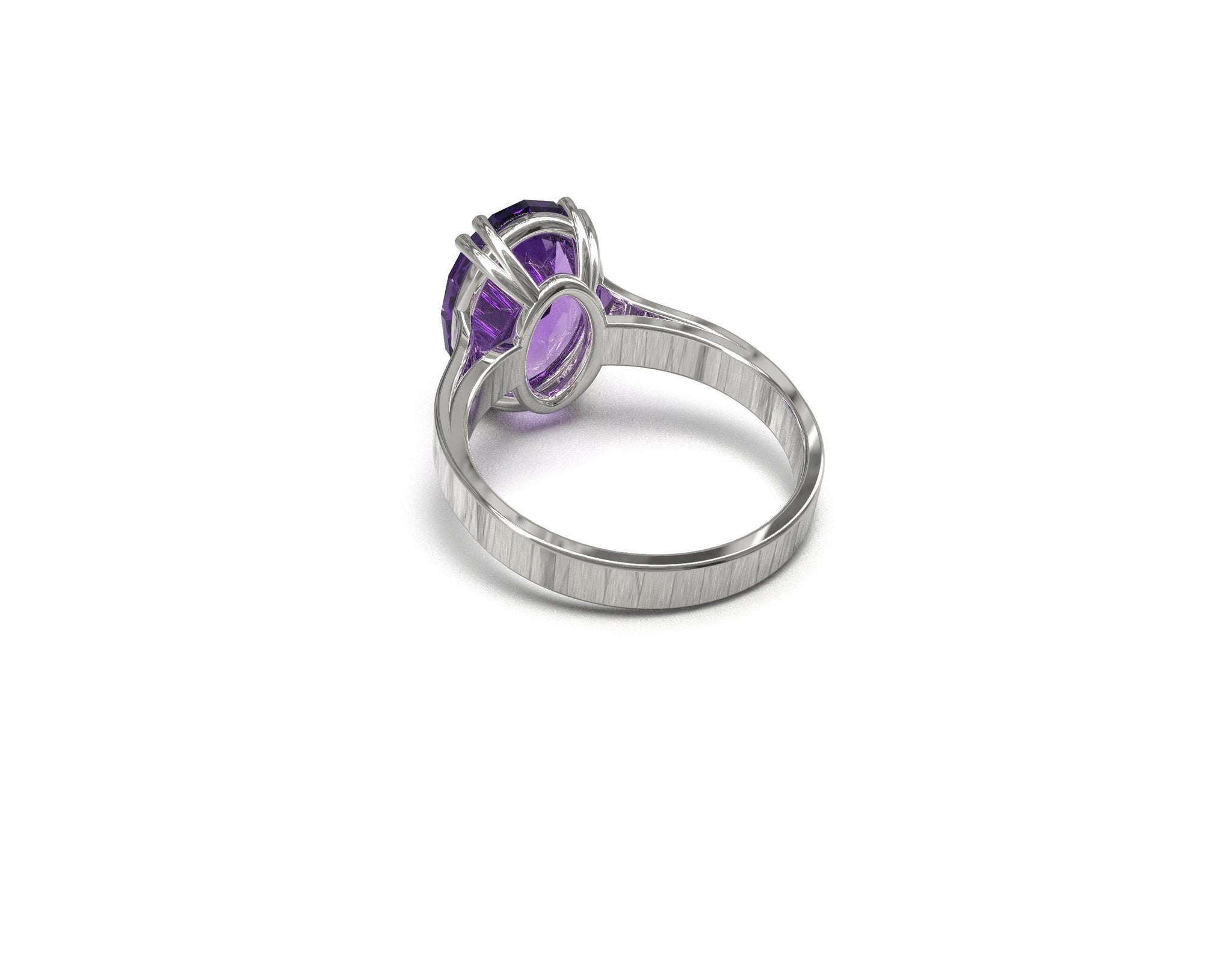 Sterling Silver Amethyst Ring 10x14 mm Oval 4.5 Ct Natural Amethyst Ring Gemstone Ring Large Amethyst Ring Amethyst Jewelry Birthstone Ring