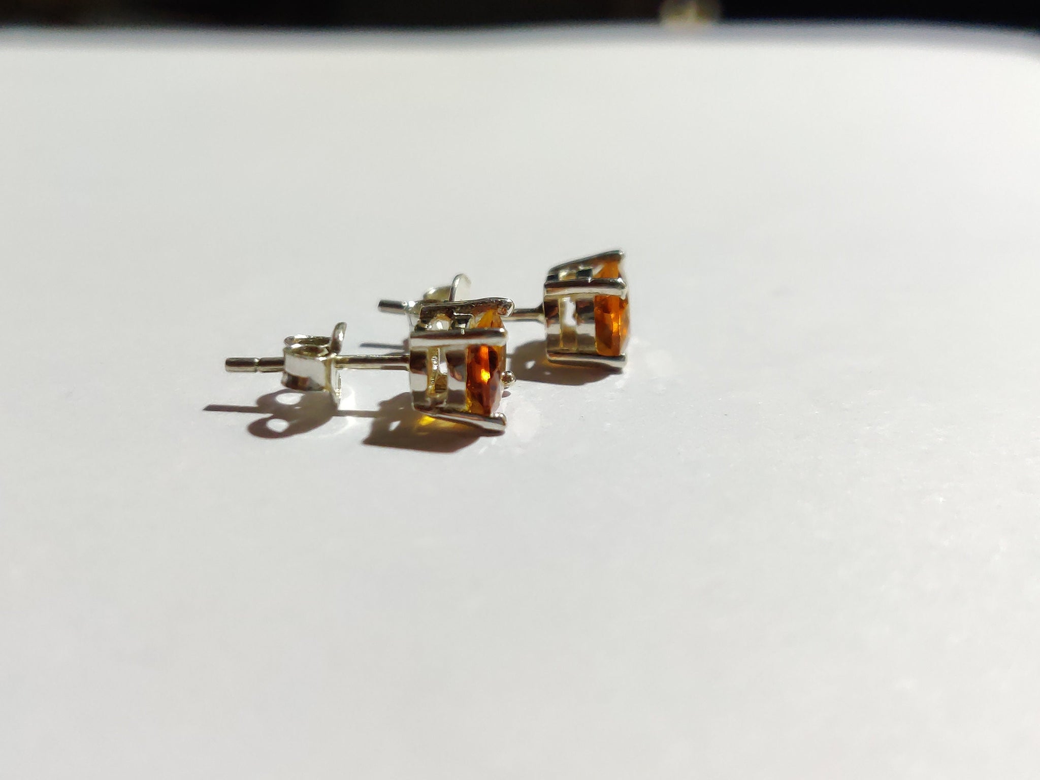 Silver Citrine Stud Earrings 6x8 mm Oval Citrine Ear Studs 925 Silver Citrine Jewelry Birthstone Stud Earrings For Her Minimalist Ear Studs