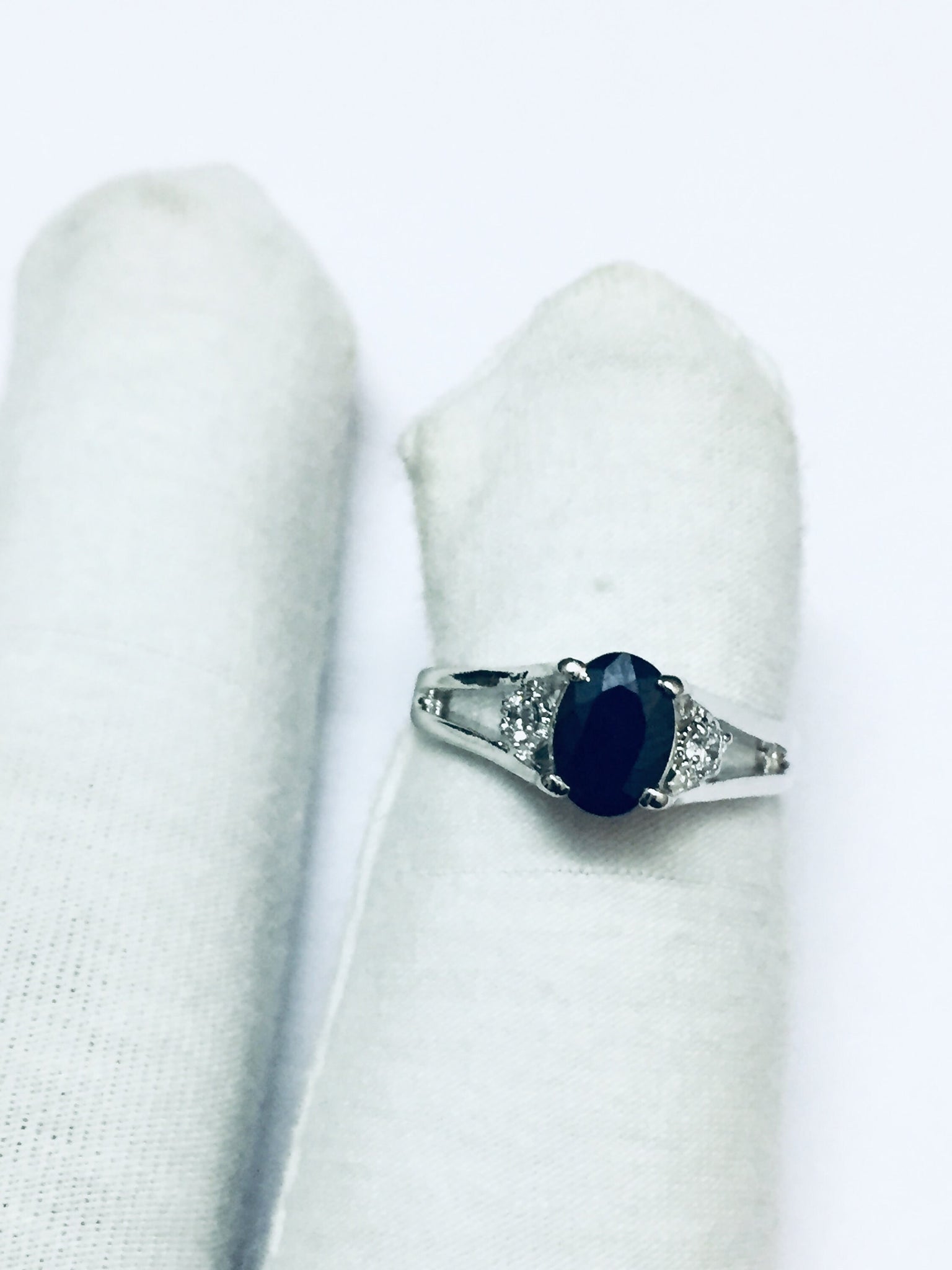 Sterling Silver Blue Sapphire Ring 5x7 mm Oval Blue Sapphire Ring Silver Sapphire Ring Blue Sapphire Solitaire Ring September Ring
