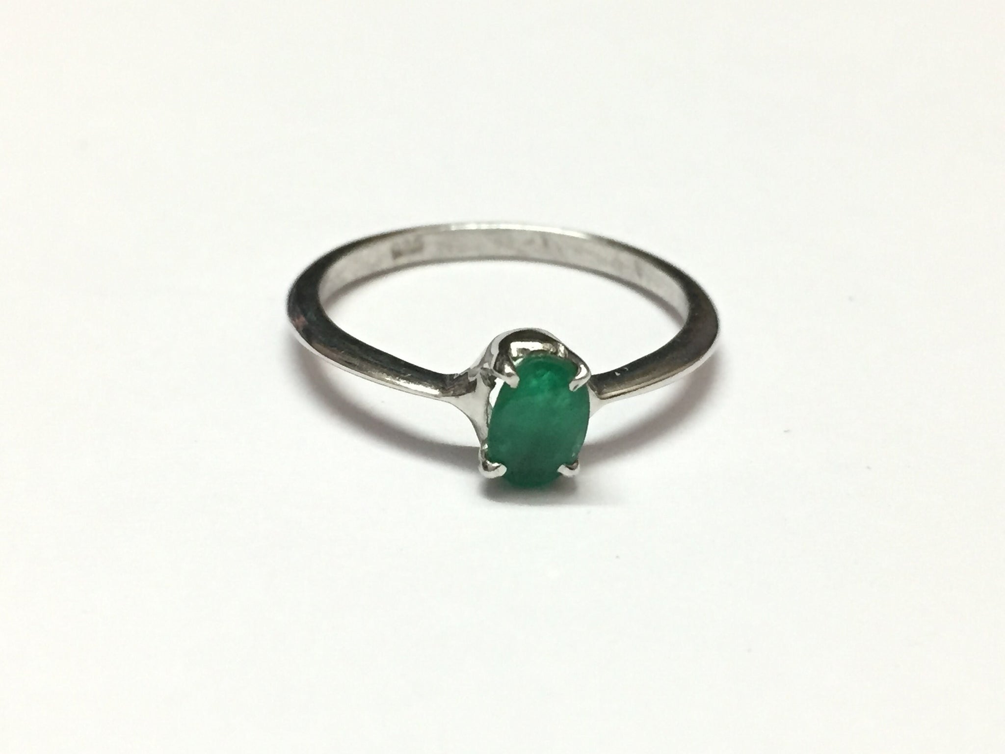 Emerald Ring Sterling Silver Emerald Ring 4x6 mm Oval Emerald Band Tiny Emerald Ring May Birthstone Ring Natural Emerald Ring