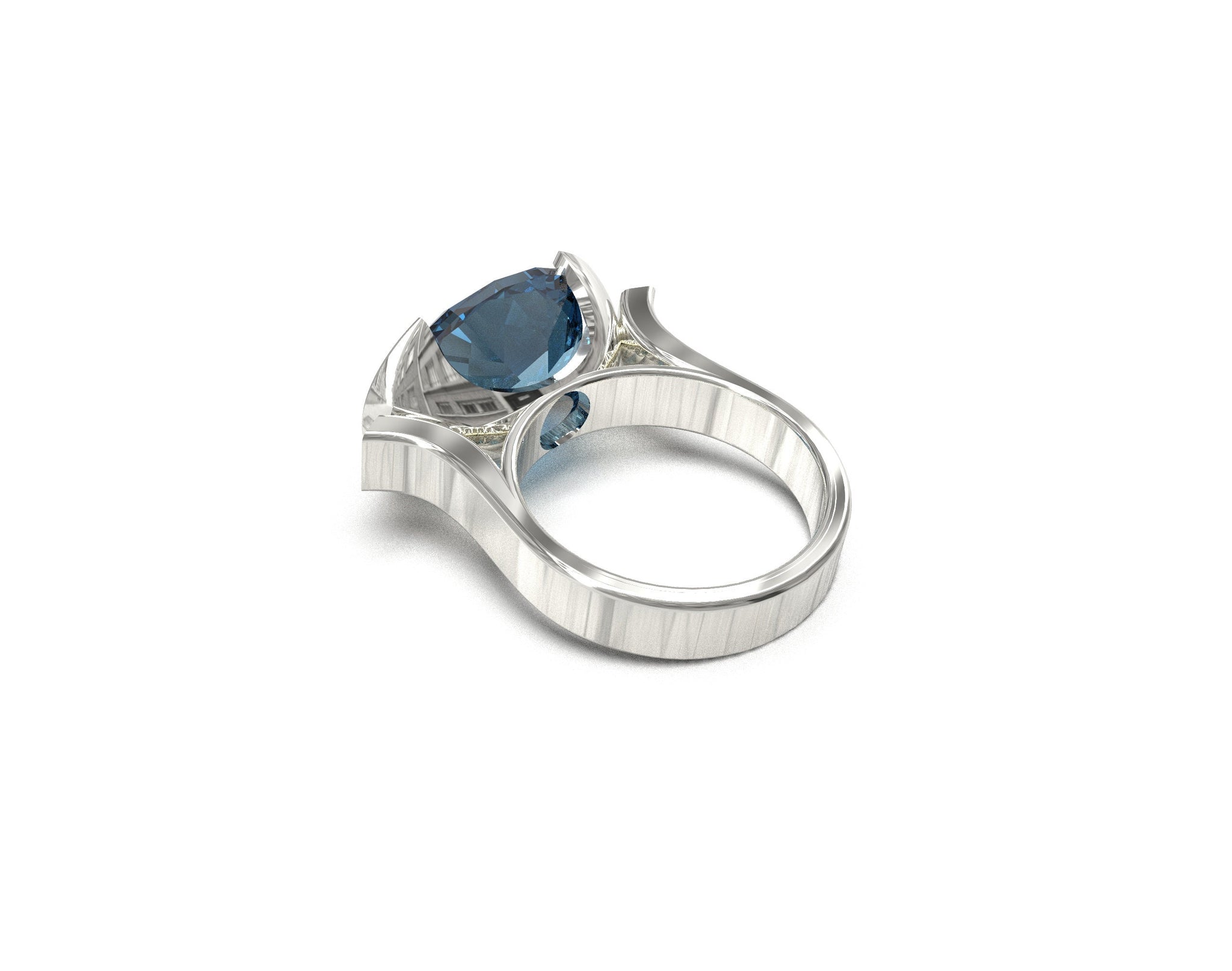 Sterling Silver Swiss Blue Topaz Ring 12 Ct Swiss Blue Topaz 13x18 mm Oval Blue Topaz Ring Unique Topaz Ring Engagement Ring