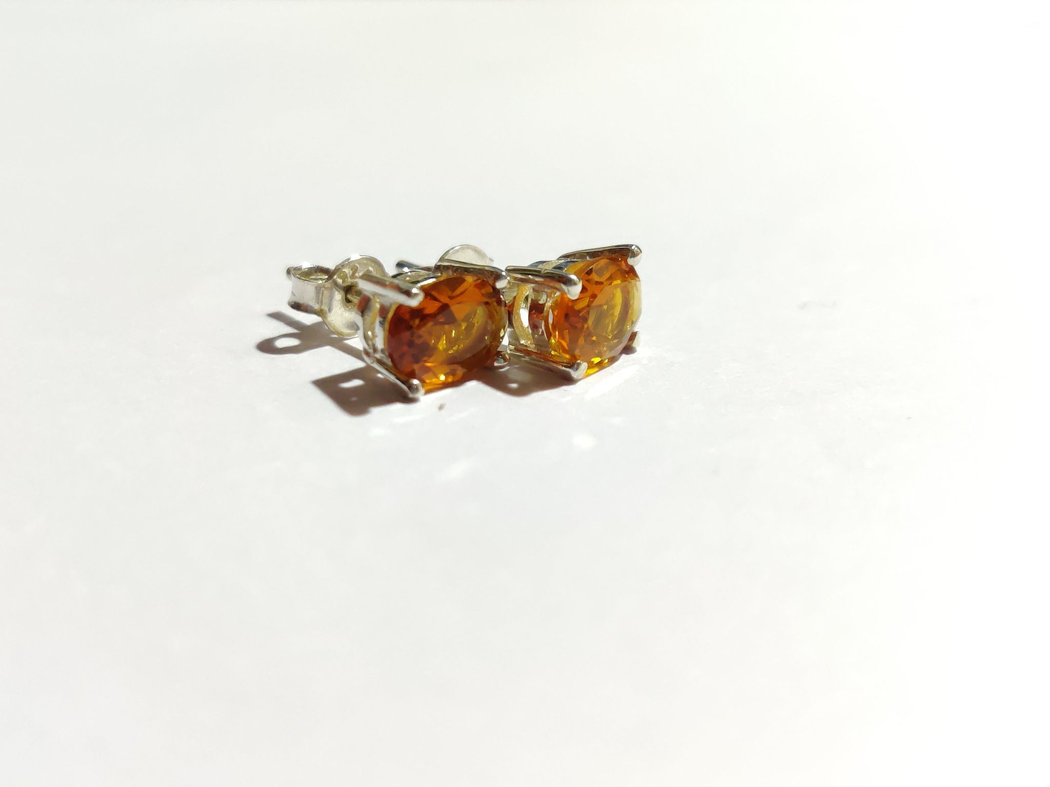 Silver Citrine Stud Earrings 6x8 mm Oval Citrine Ear Studs 925 Silver Citrine Jewelry Birthstone Stud Earrings For Her Minimalist Ear Studs