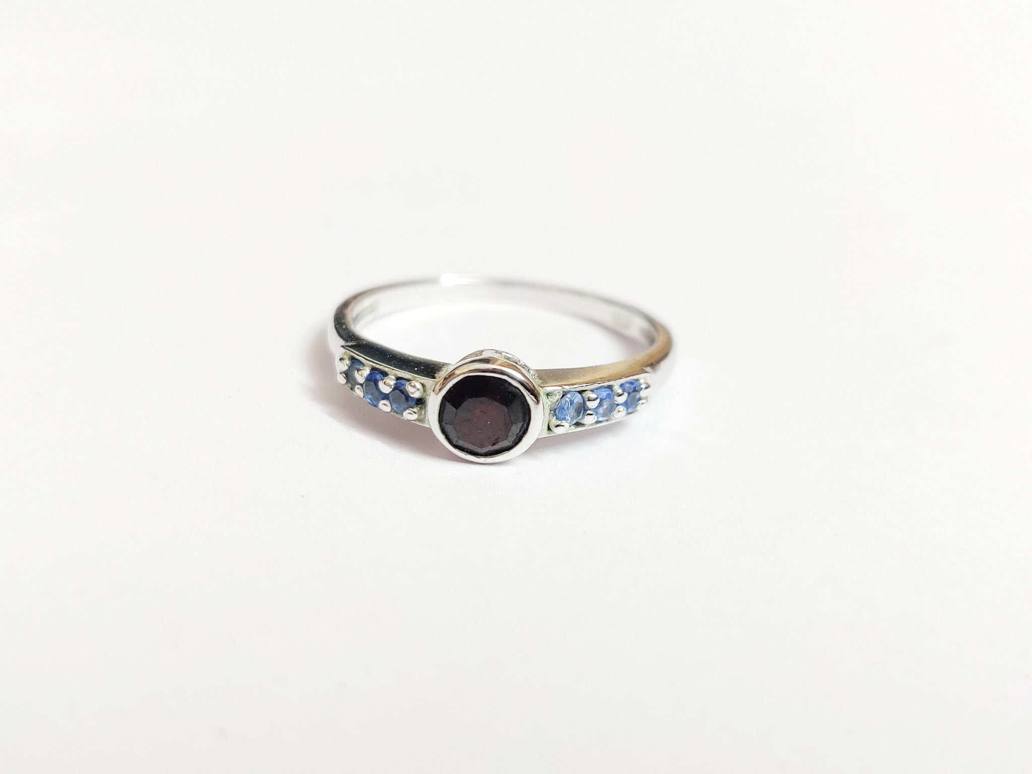 Silver Red Garnet Ring Natural Garnet Promise Ring Round Garnet Band Blood Red Garnet Ring 925 Sterling Silver Garnet Ring