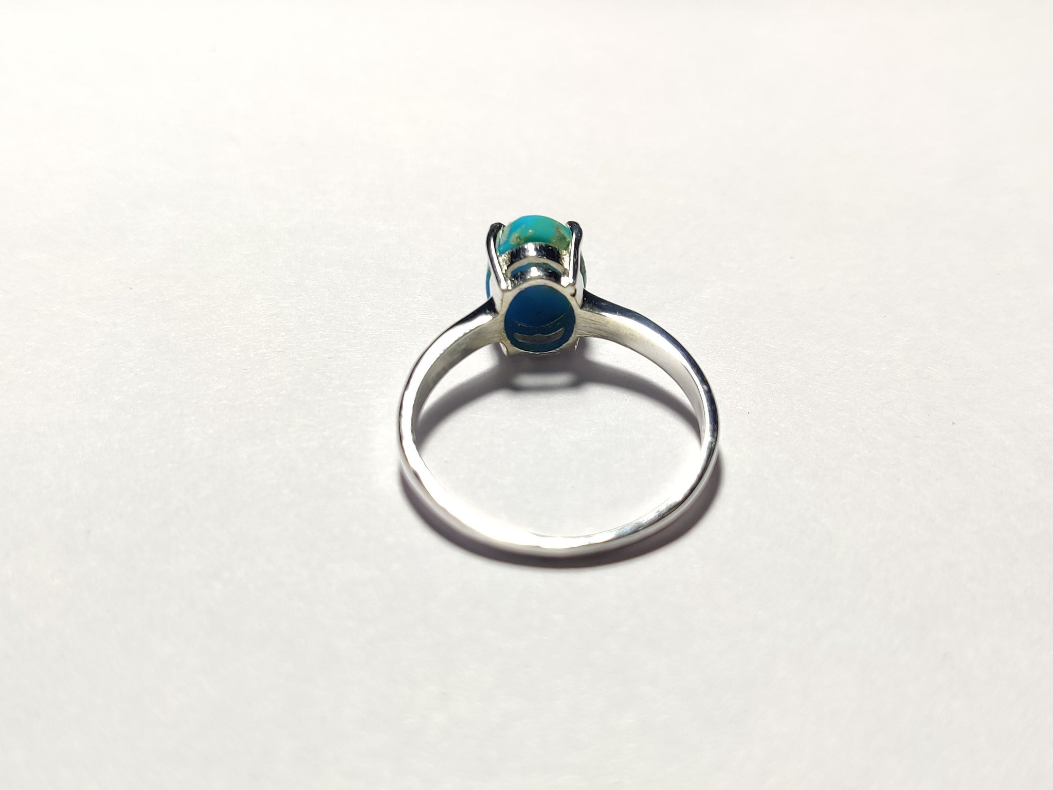 Sterling Silver Turquoise Ring 925 Blue Turquoise Ring 5x7 mm Oval Turquoise Ring Silver Turquoise Band Unique Turquoise Ring
