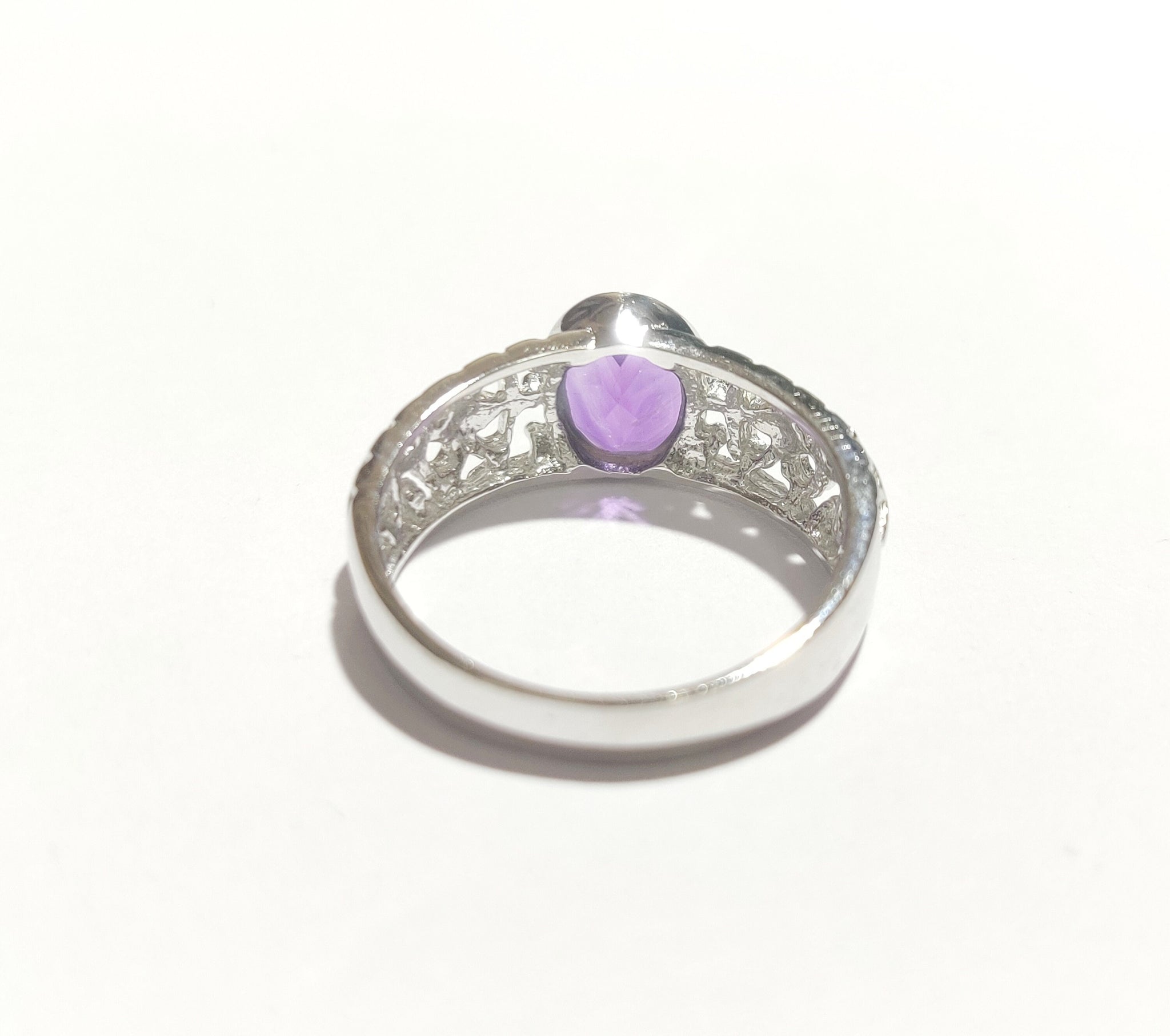 Silver Amethyst Ring 925 Sterling Silver Amethyst Ring Unique Amethyst Silver Ring Art Deco Style Silver Ring Natural Amethyst Silver Ring