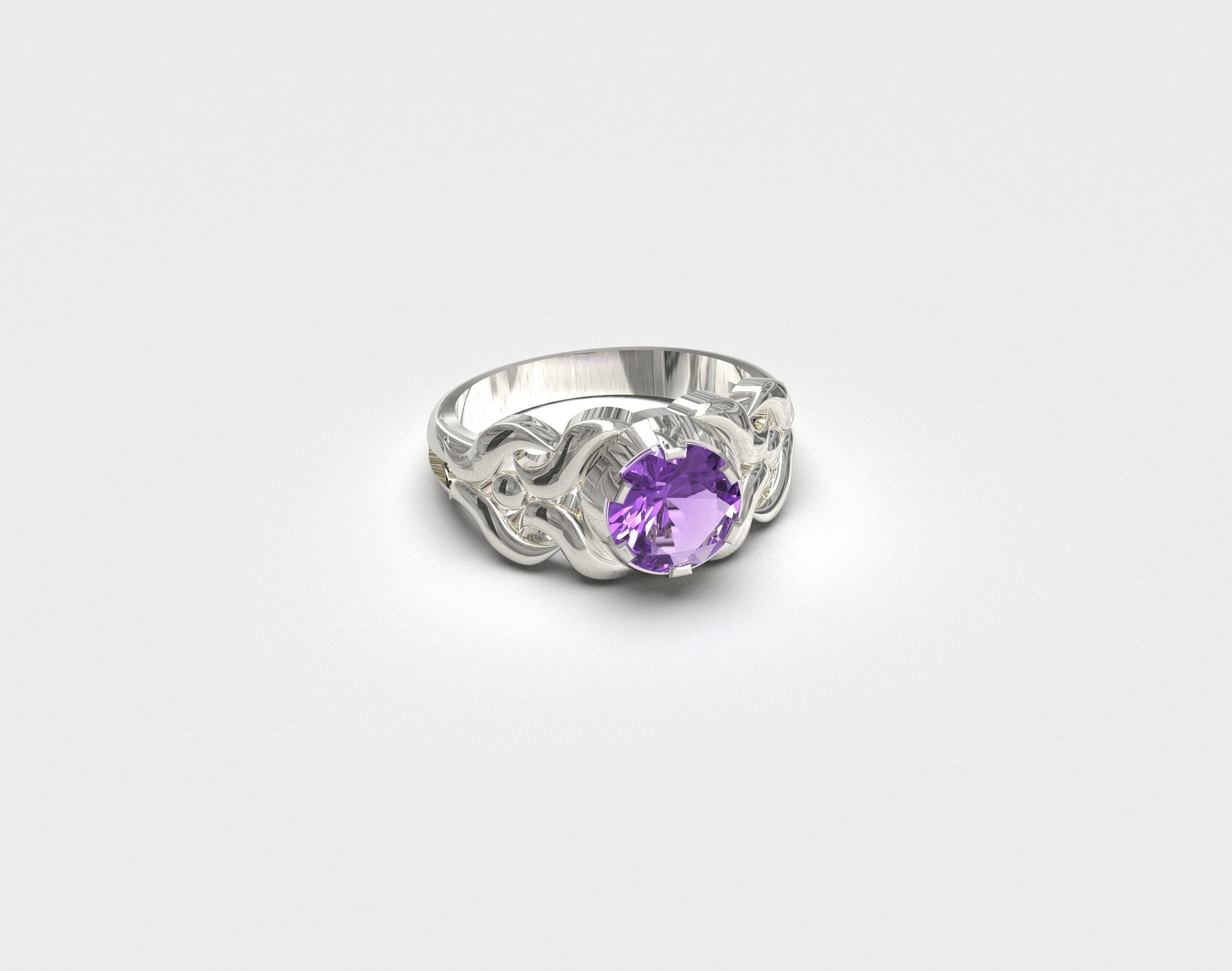 Silver Amethyst Ring 1.2 Ct Amethyst Silver Ring Unique Silver Amethyts Ring Heavy Amethyst Ring Men Anniversary Gift Men Natural Amethyst
