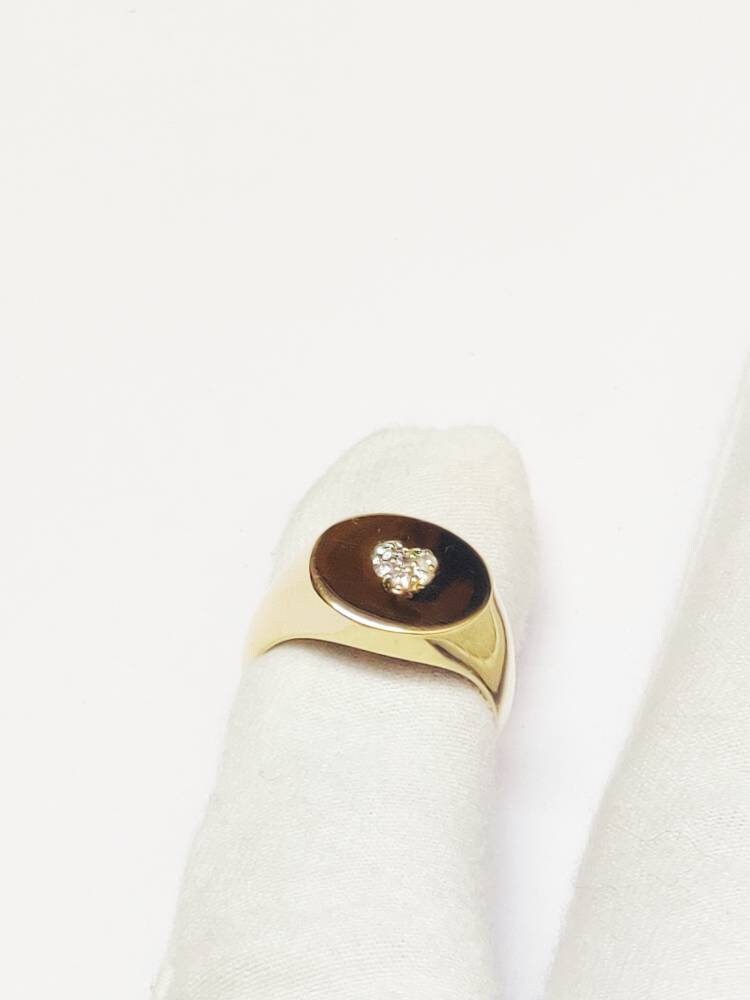 18K Gold Diamond Signet Ring High Quality Diamond Heart Signet Ring 18K Gold Ring Signet Ring Women Signet Ring Men 18K Gold Diamond Pinky