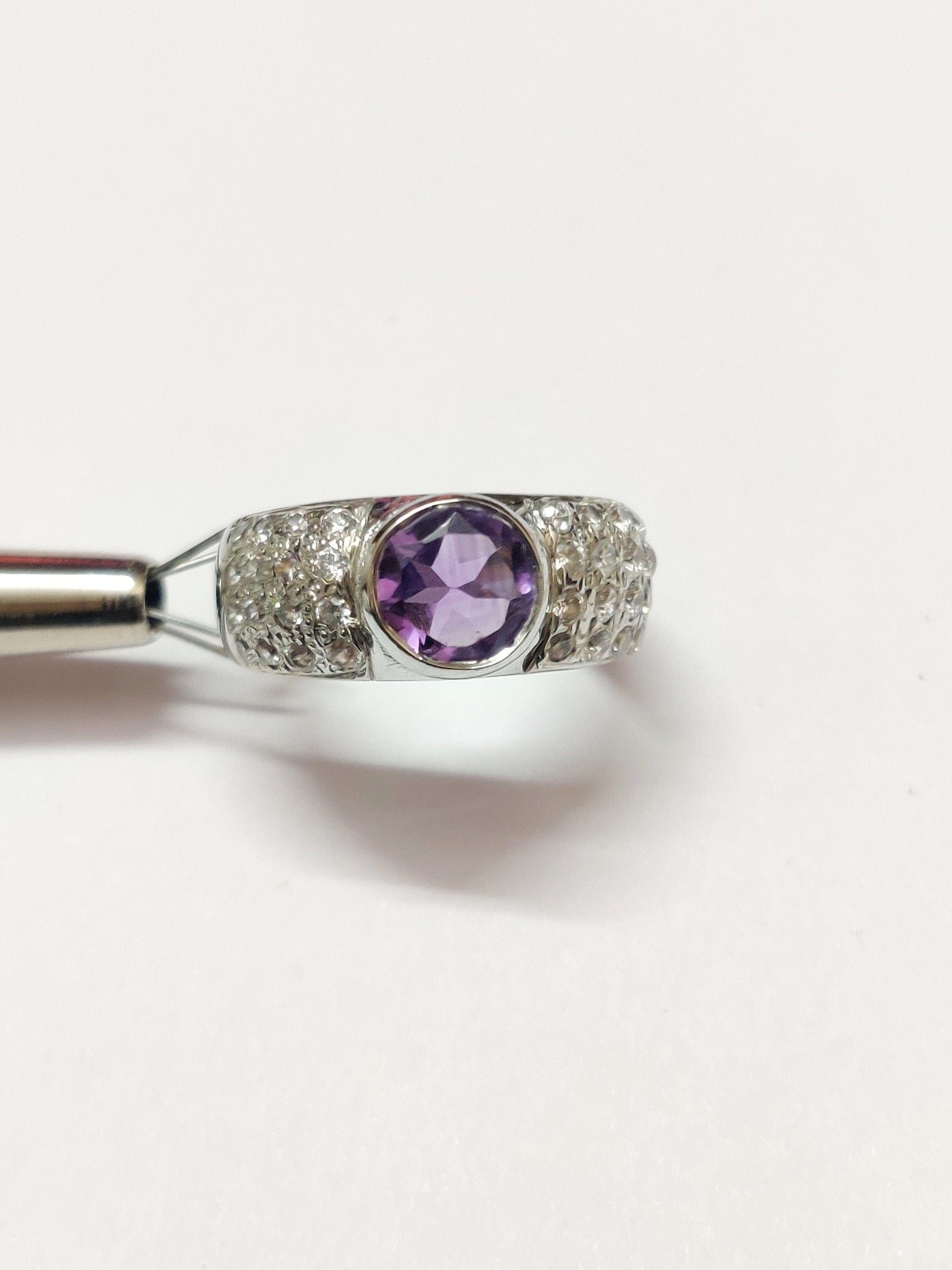 Silver Amethyst Ring Amethyst Solitaire Band Amethyst Engagement Ring February Birthstone Ring 925 Sterling Silver Amethyst Ring Men Women