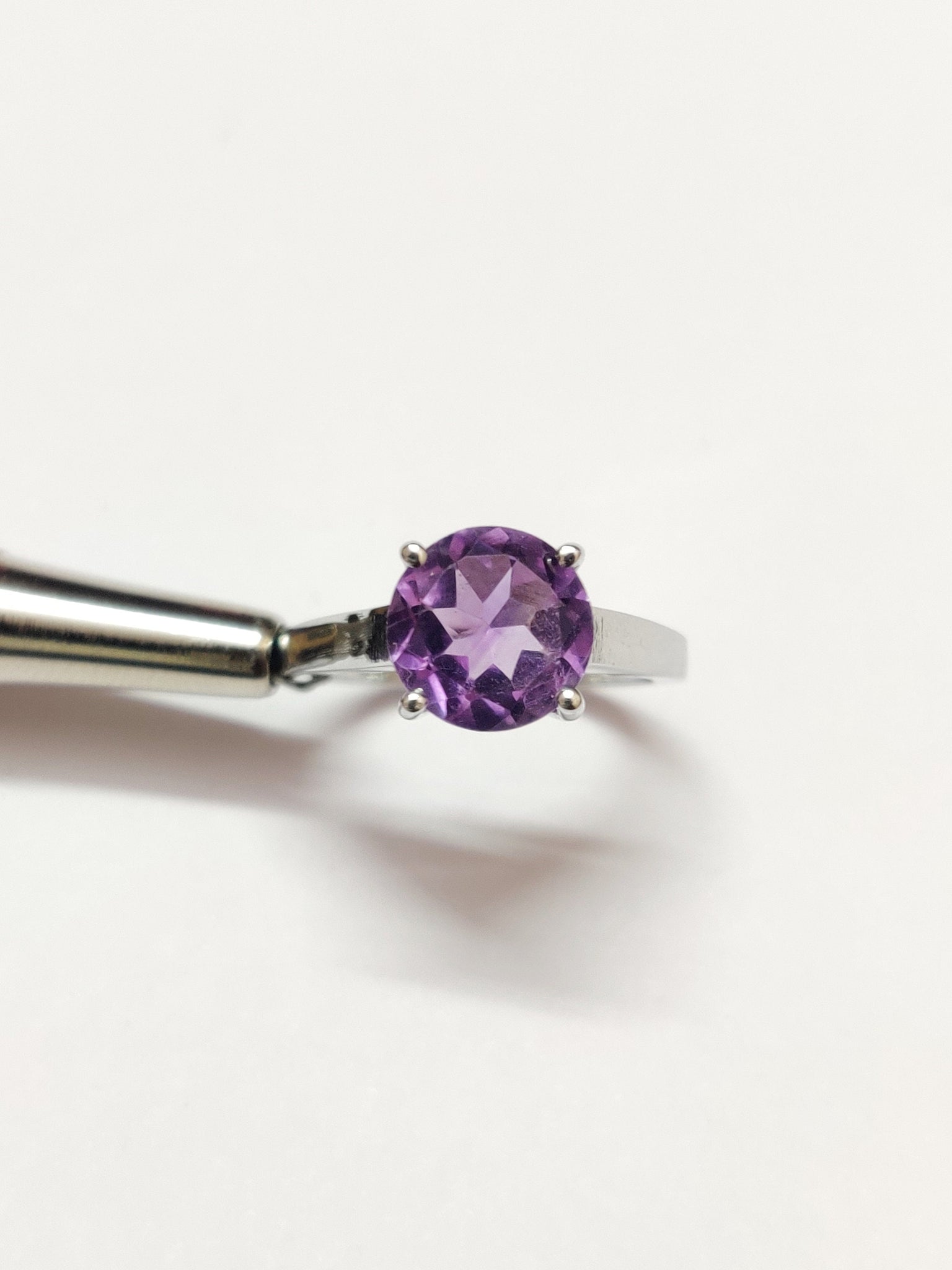 Silver Amethyst Ring High Quality 2 Ct Amethyst Ring 8 mm Round Amethyst Ring Purple Amethyst Ring February Birthstone Amethyst Jewelry