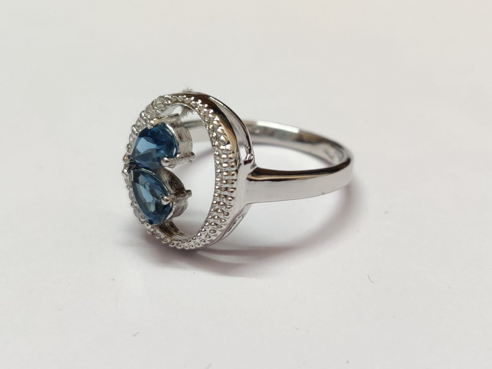 London Blue Topaz Ring Silver Blue Topaz Ring 0.6 Ct London Blue Topaz Ring Women December Birthstone Ring Vintage Style Blue Topaz Ring
