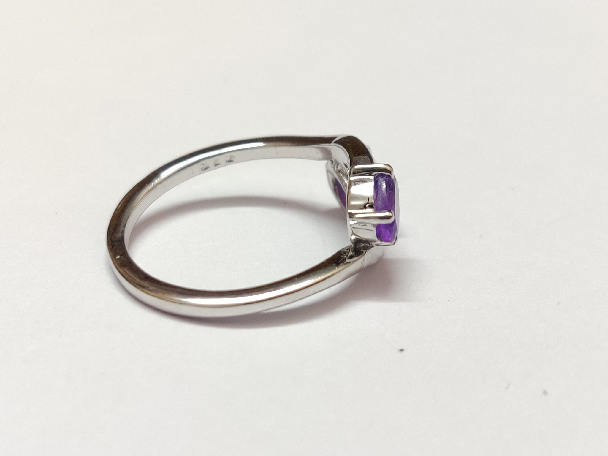 Silver Amethyst Ring Purple Gem Ring 1 Ct Natural Amethyst Ring Unique Amethyst Ring Amethyst Two Stone Ring February Birthstone Ring