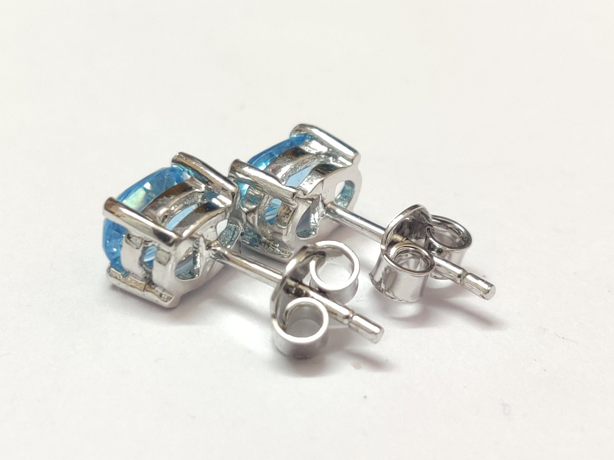 Swiss Topaz Stud Earrings 2.2 Ct Natural Swiss Blue Topaz 5x7 mm Oval Swiss Topaz Ear Studs Blue Gemstone Ear Studs Birthstone Ear Studs