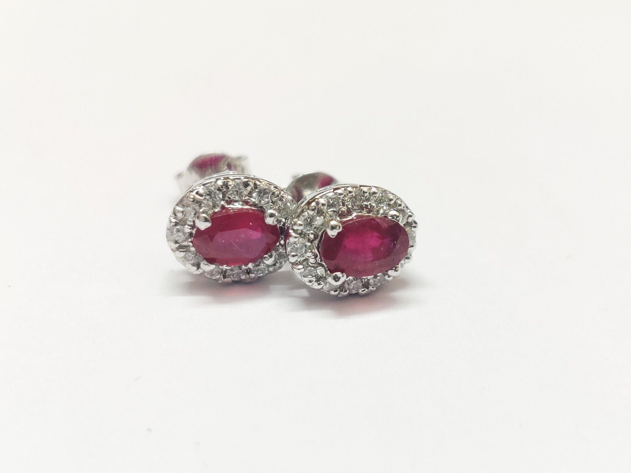 Ruby Stud Earrings 1.2 Ct Ruby Earrings Glass Filled Ruby 4x6 mm Oval Ruby Ear Studs Natural Ruby Ear Studs July Birthstone Ear Studs