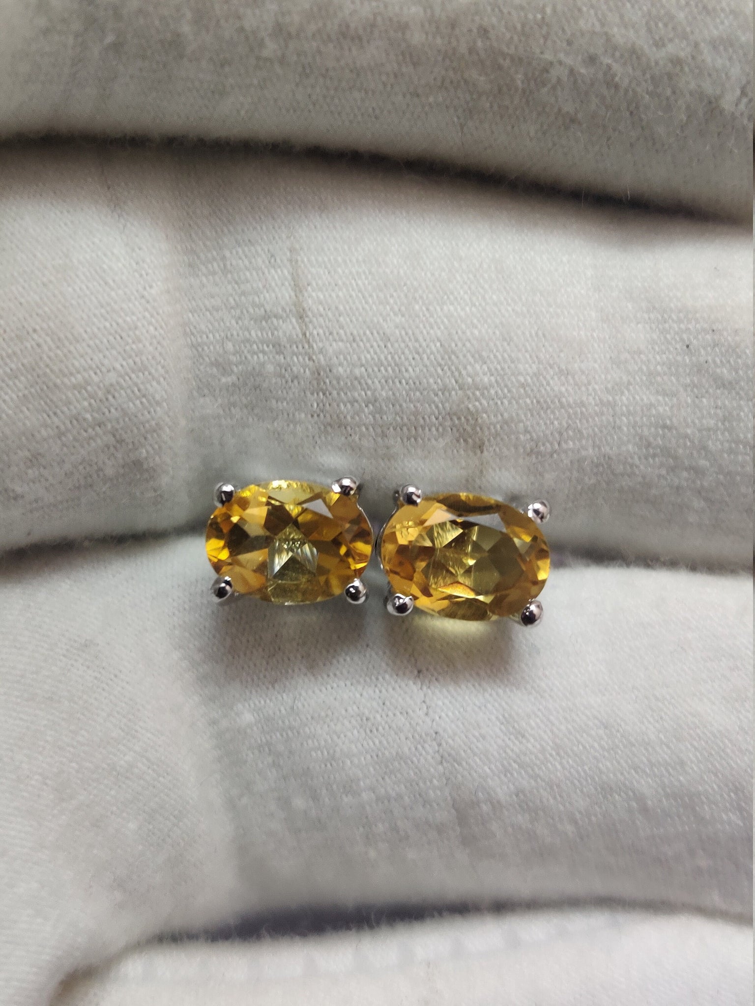 Citrine Stud Earrings Silver Citrine Earrings 2.2 Ct Citrine Ear Studs 6x8 mm Oval Citrine Yellow Citrine Jewelry Gemstone Stud Earrings