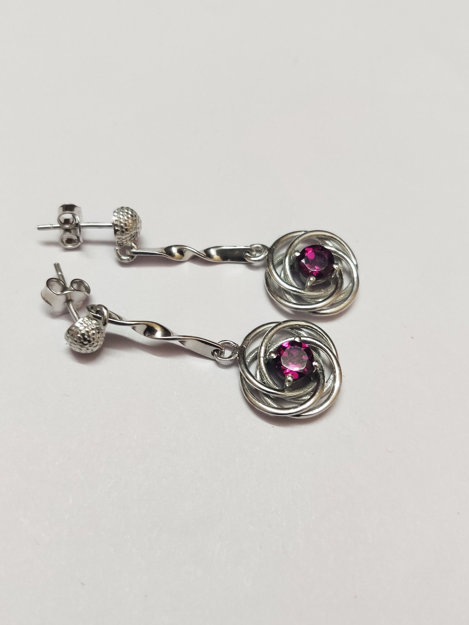 Garnet Drop Earring 1.5 Ct Rhodolite Garnet Earrings 5 mm Round Garnet Earrings Rhodolite Garnet Dangle Earring Designer Garnet Drop Earring
