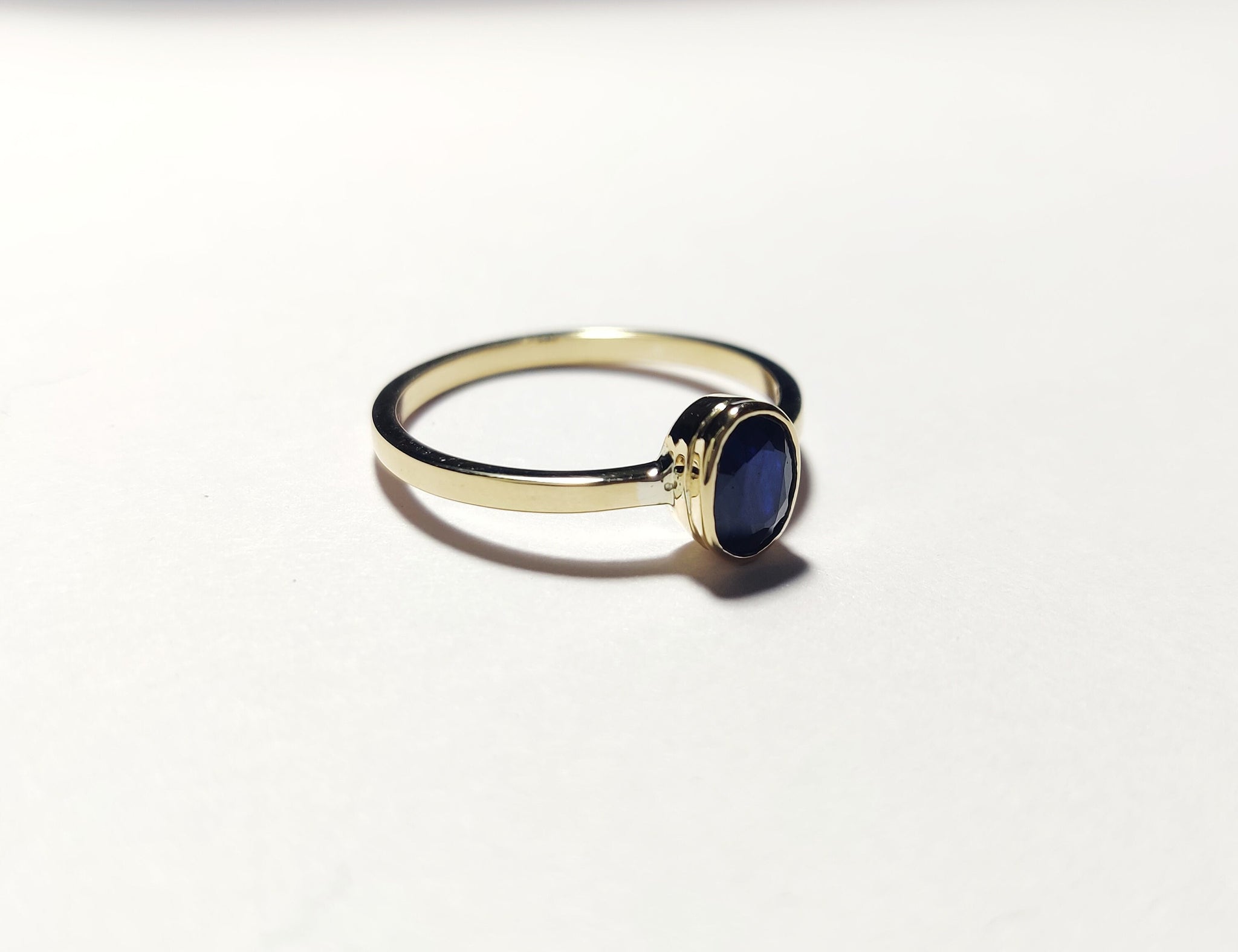 14K Yellow Gold Sapphire Ring Natural Blue Sapphire Ring Men Sapphire Gold Ring 14K Gold Mens Unique Ring Sapphire in Gold Ring