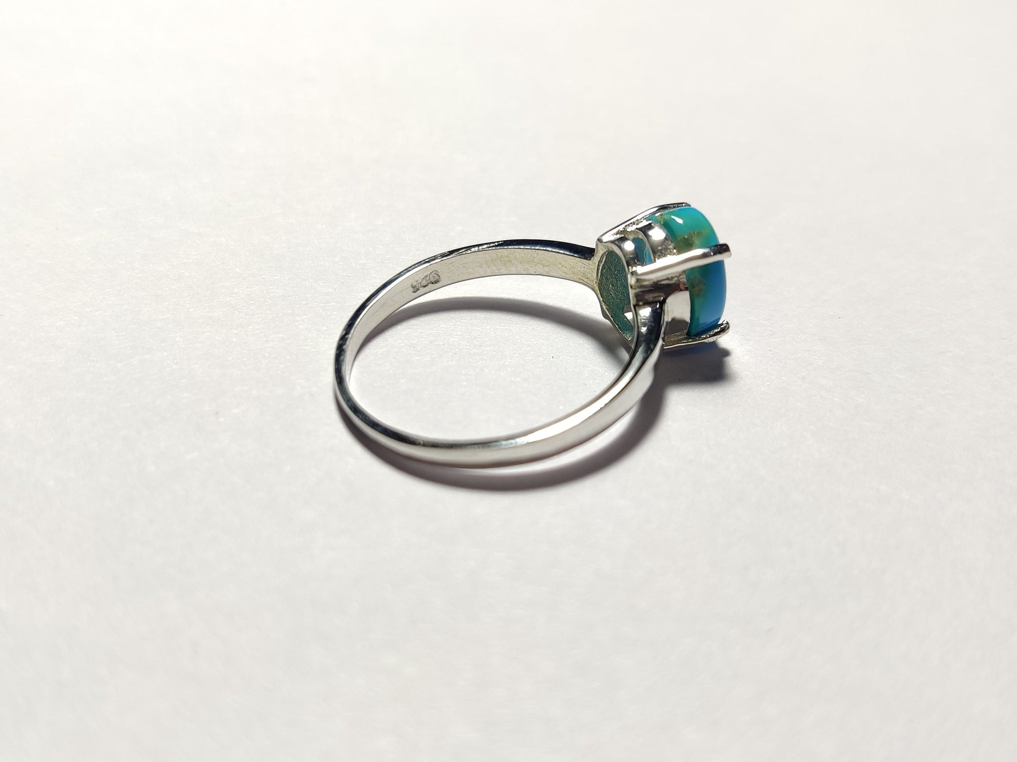 Sterling Silver Turquoise Ring 925 Blue Turquoise Ring 5x7 mm Oval Turquoise Ring Silver Turquoise Band Unique Turquoise Ring
