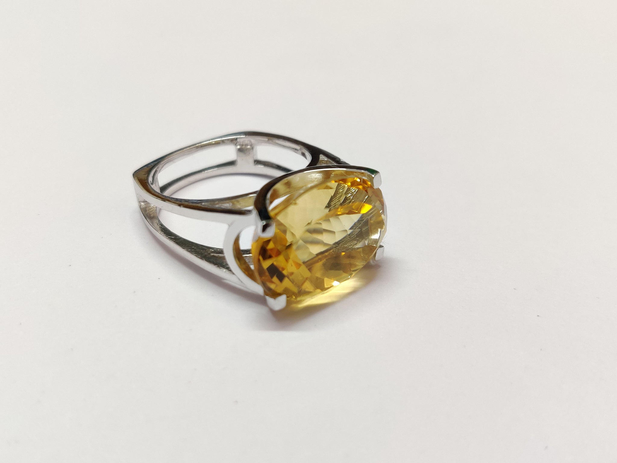 Sterling Silver Citrine Ring 13x18 mm Oval Natural Citrine Ring Gemstone Ring November Birthstone Large Citrine Ring Citrine Jewelry