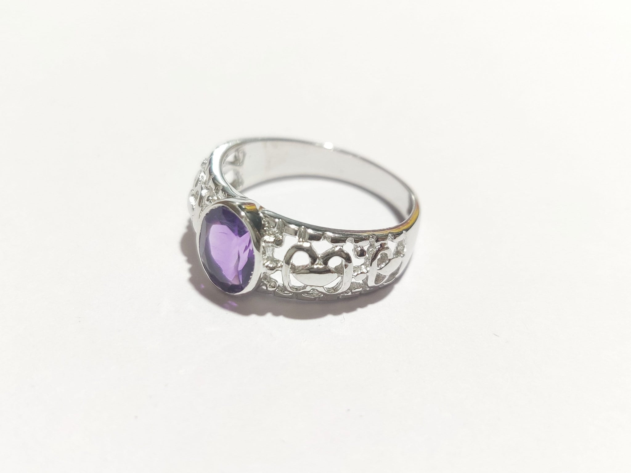 Silver Amethyst Ring 925 Sterling Silver Amethyst Ring Unique Amethyst Silver Ring Art Deco Style Silver Ring Natural Amethyst Silver Ring