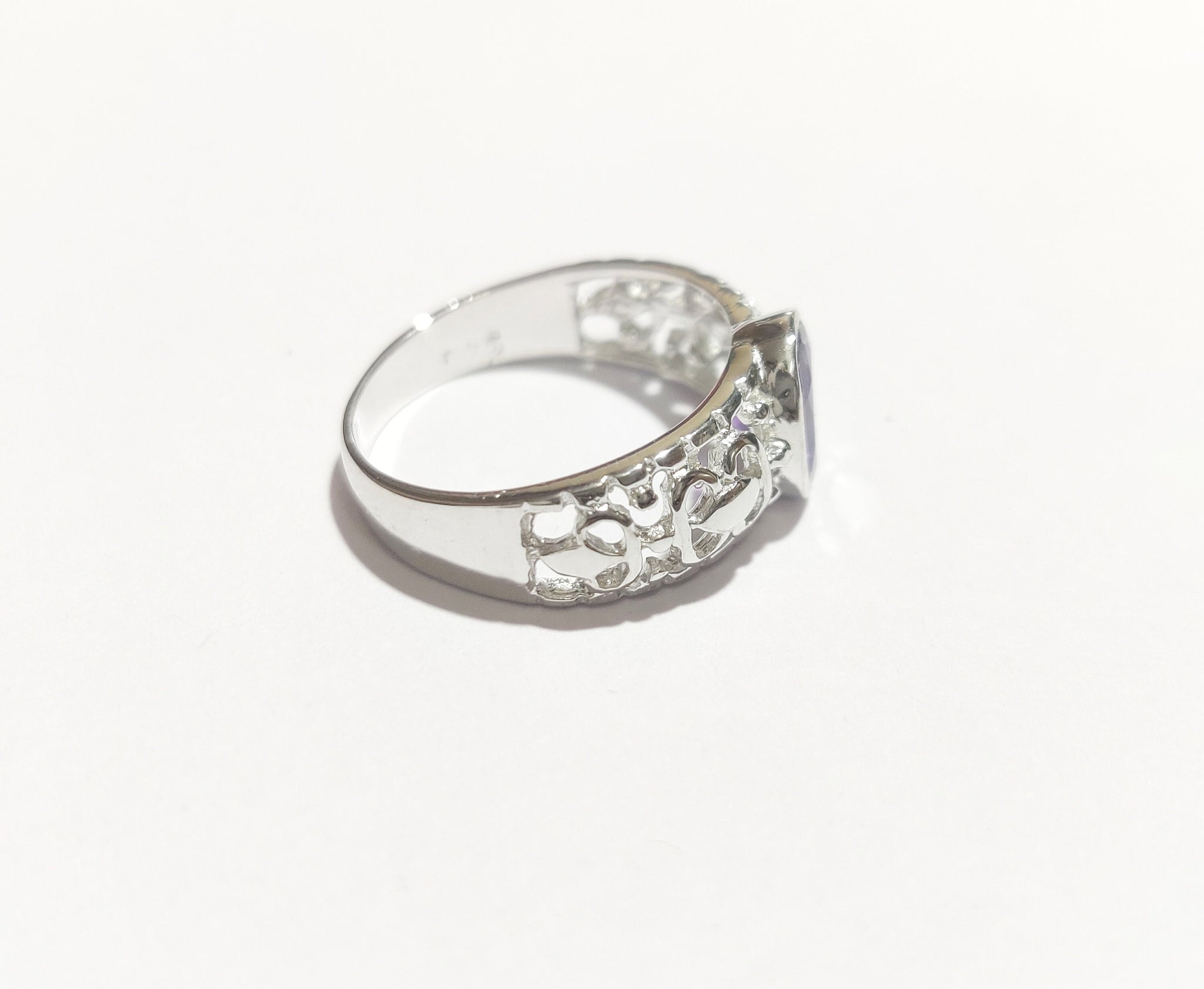 Silver Amethyst Ring 925 Sterling Silver Amethyst Ring Unique Amethyst Silver Ring Art Deco Style Silver Ring Natural Amethyst Silver Ring