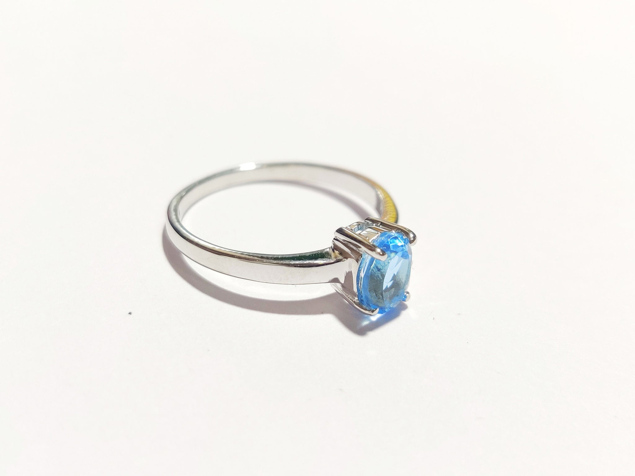 Sterling Silver Swiss Blue Topaz Ring 1.1 Ct Natural Swiss Blue Topaz Ring Minimalist Silver Ring Topaz Silver Band Blue Topaz Silver Ring